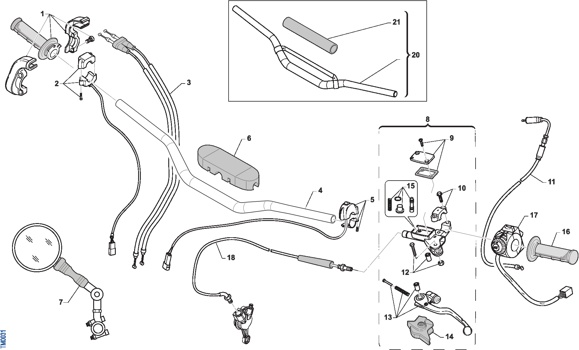 Pièces d'origine pour TM RACING 250 250 4T 250 Fi EN 2019 - Guidon et commandes