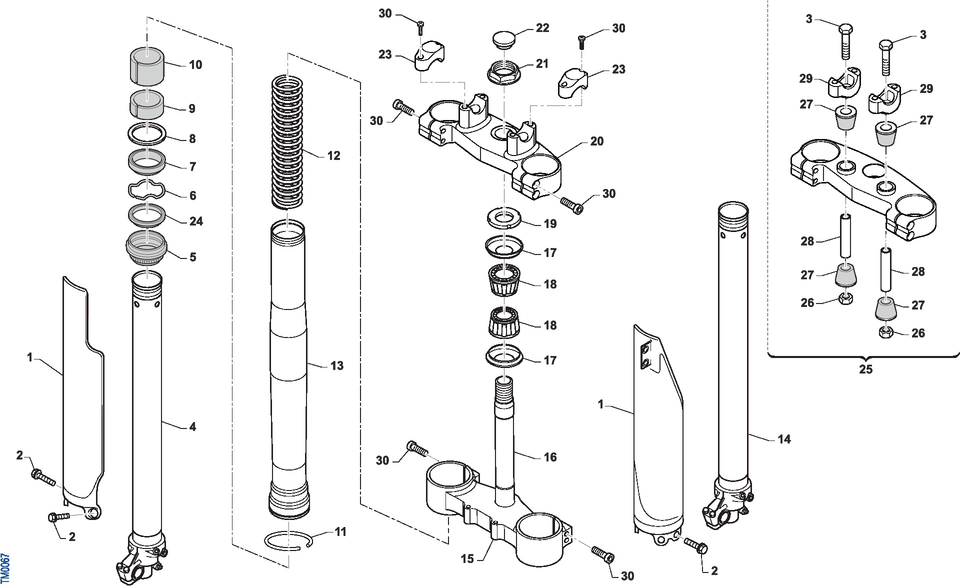 Pièces d'origine pour TM RACING 250 250 4T 250 Fi EN 2019 - Suspension avant