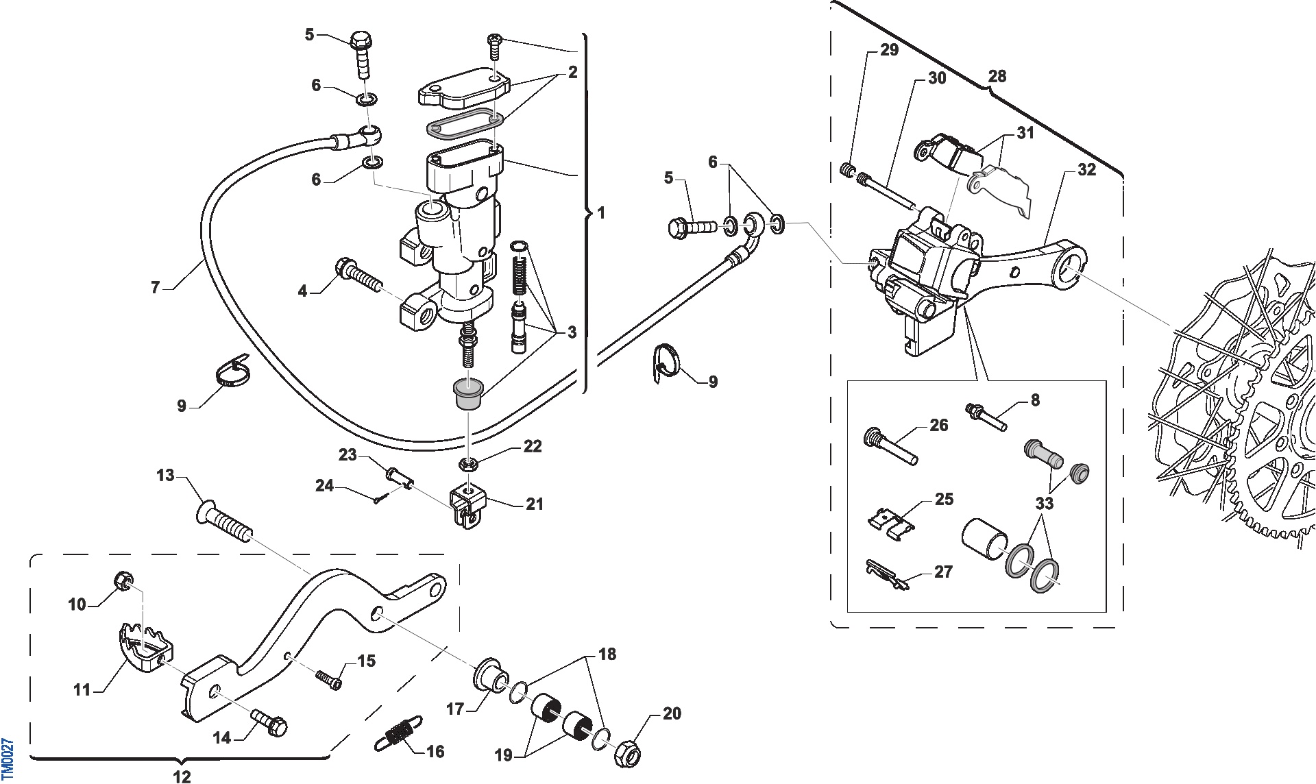Pièces d'origine pour TM RACING 250 250 4T 250 Fi MX TWIN 2019 - Frein arrière