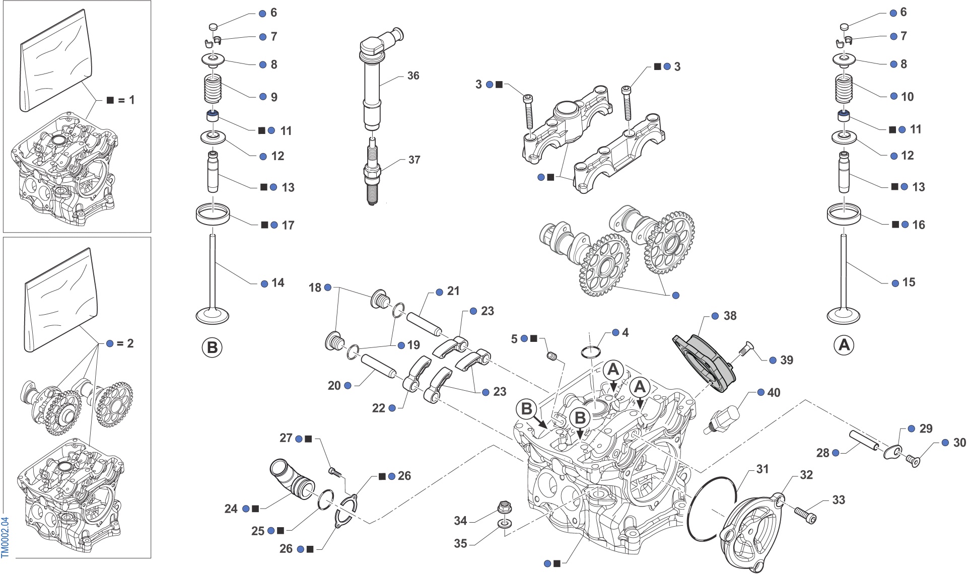 Pièces d'origine pour TM RACING 250 250 4T 250 Fi MX TWIN 2019 - Culasse moteur