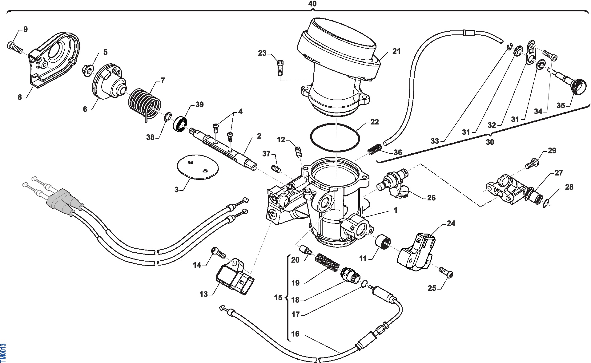 Pièces d'origine pour TM RACING 250 250 4T 250 Fi MX TWIN 2019 - Corps d'admission 250Fi 4T