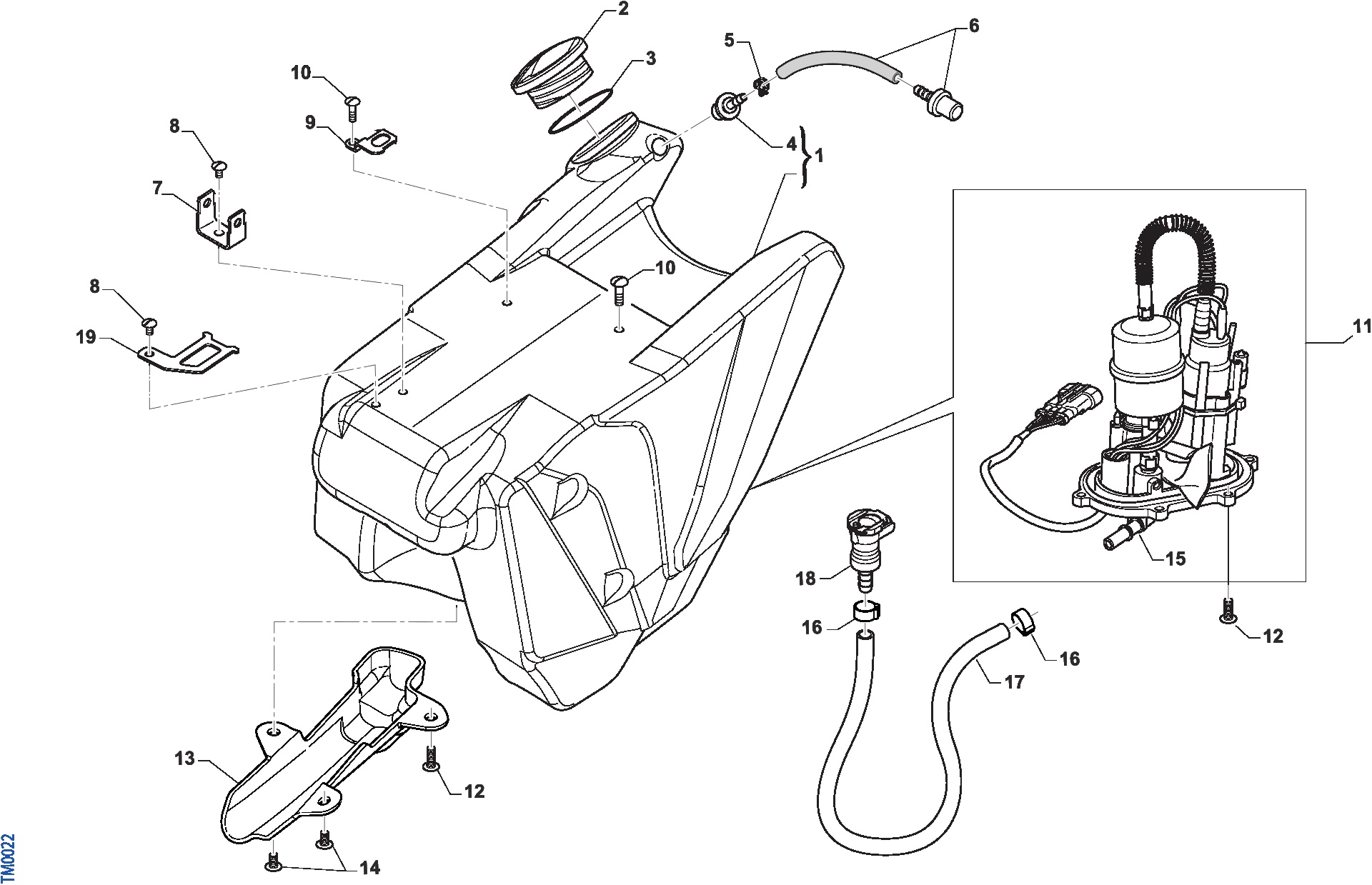 Pièces d'origine pour TM RACING 250 250 4T 250 Fi SMX 2019 - Réservoir carburant