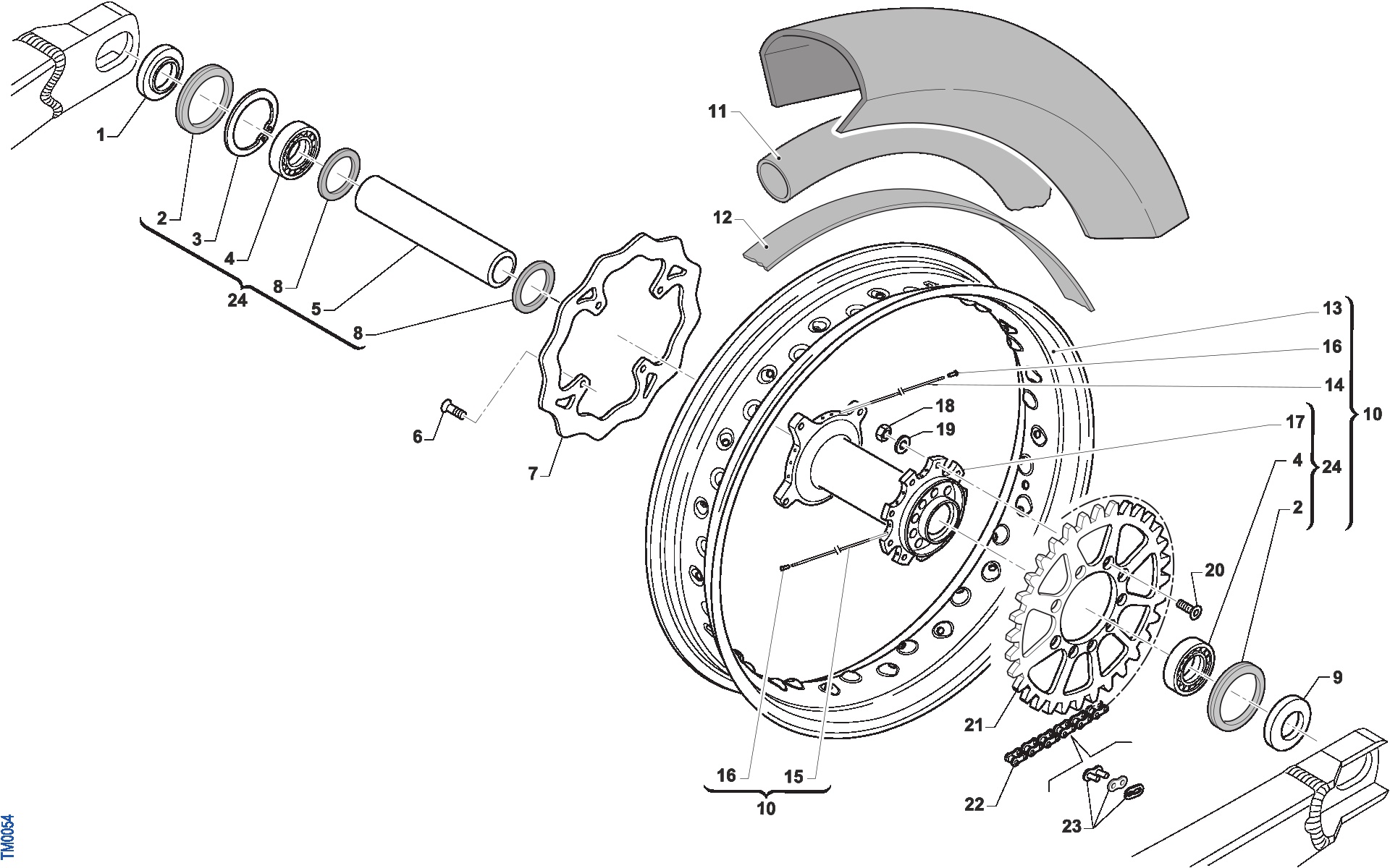 Pièces d'origine pour TM RACING 250 250 4T 250 Fi SMX 2019 - Roue arrière
