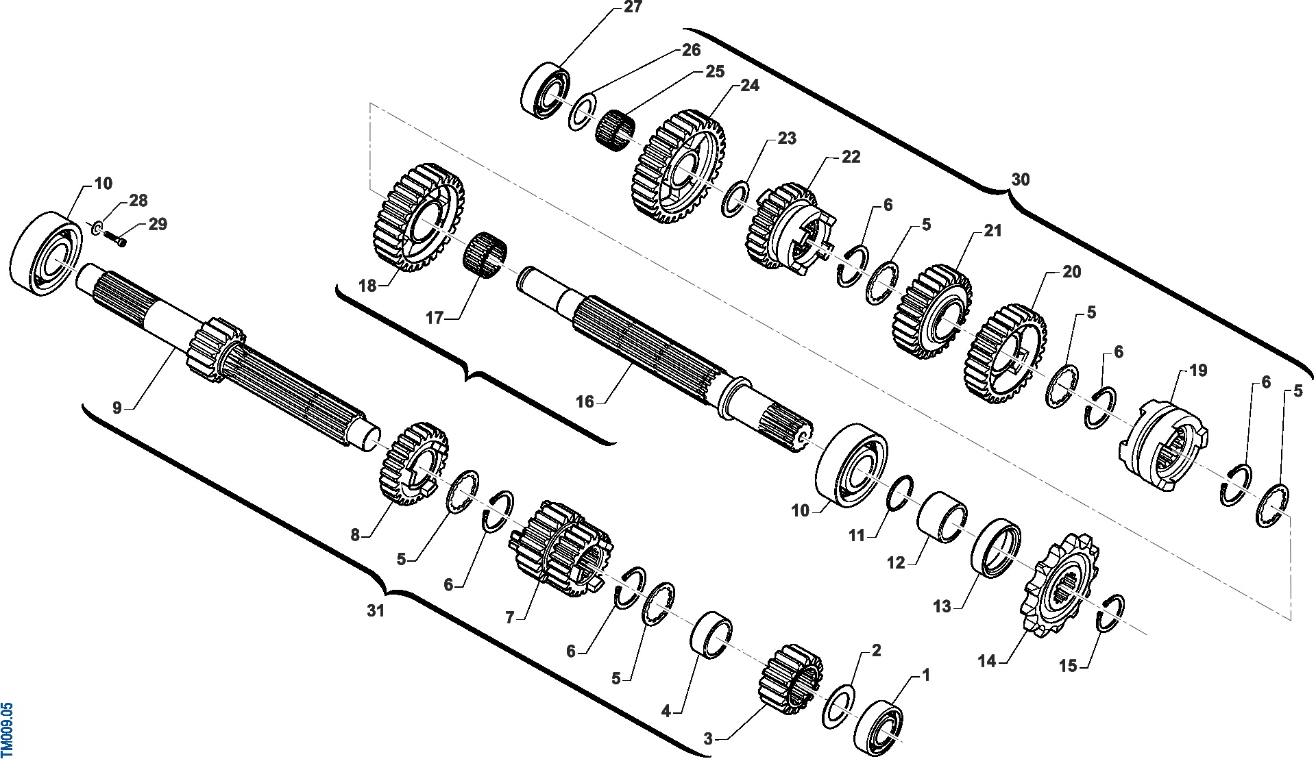 Pièces d'origine pour TM RACING 250 250 4T 250 Fi SMX 2019 - Boîte de vitesse 5 rapports