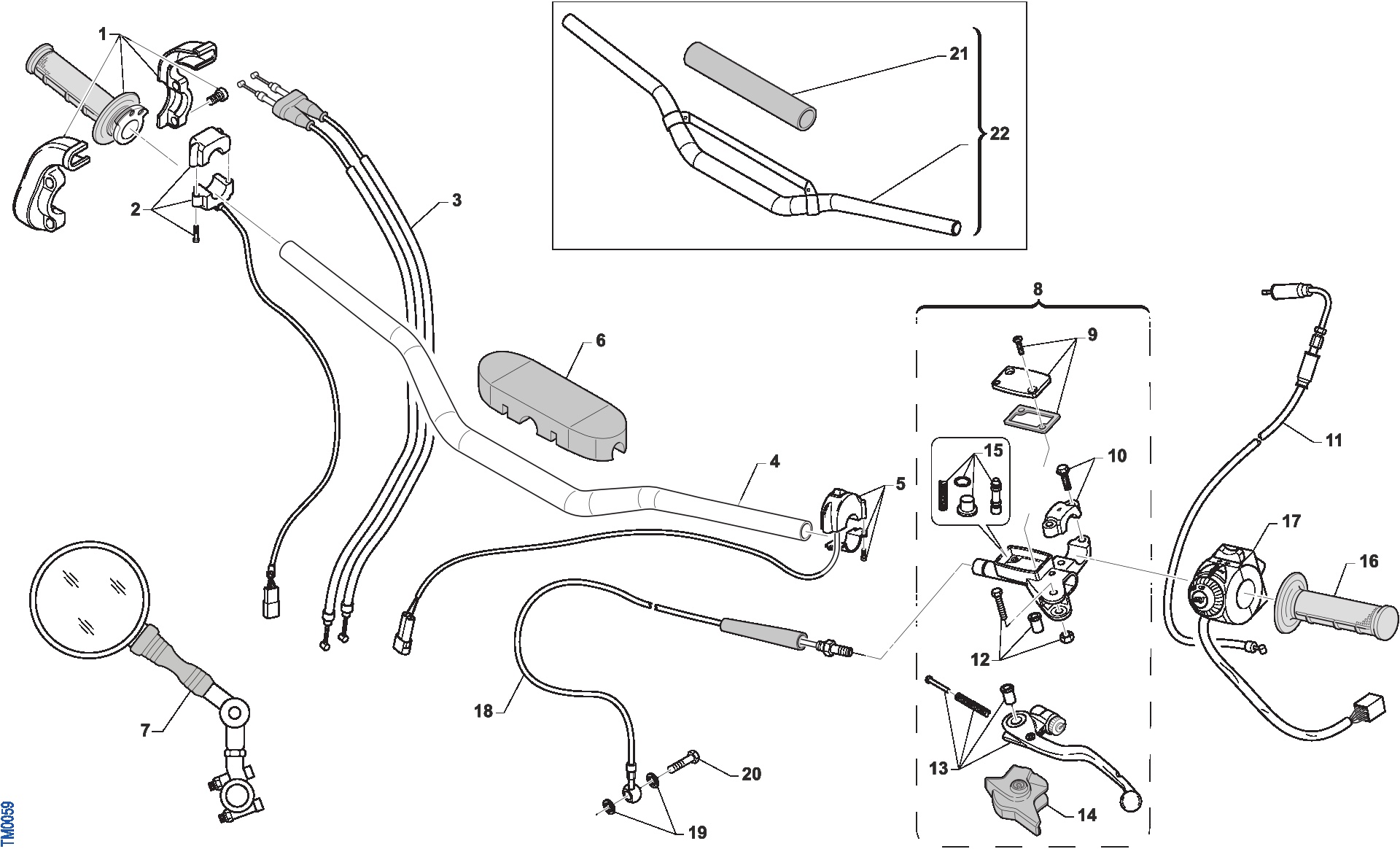 Pièces d'origine pour TM RACING 450 450 4T 450 Fi EN 2019 - Guidon et commandes