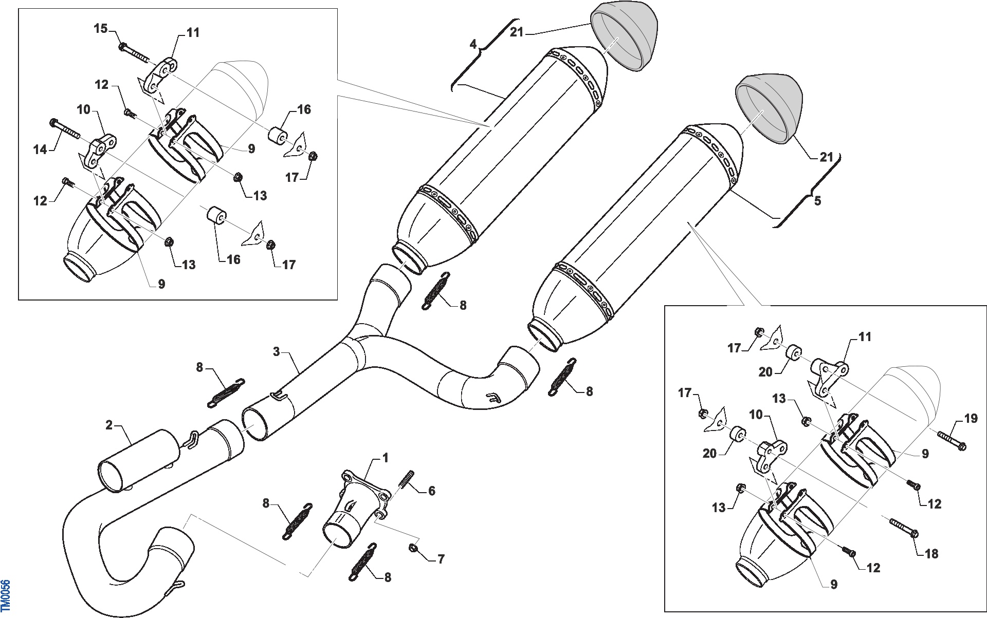 Pièces d'origine pour TM RACING 450 450 4T 450 Fi SMX 2019 - Échappement