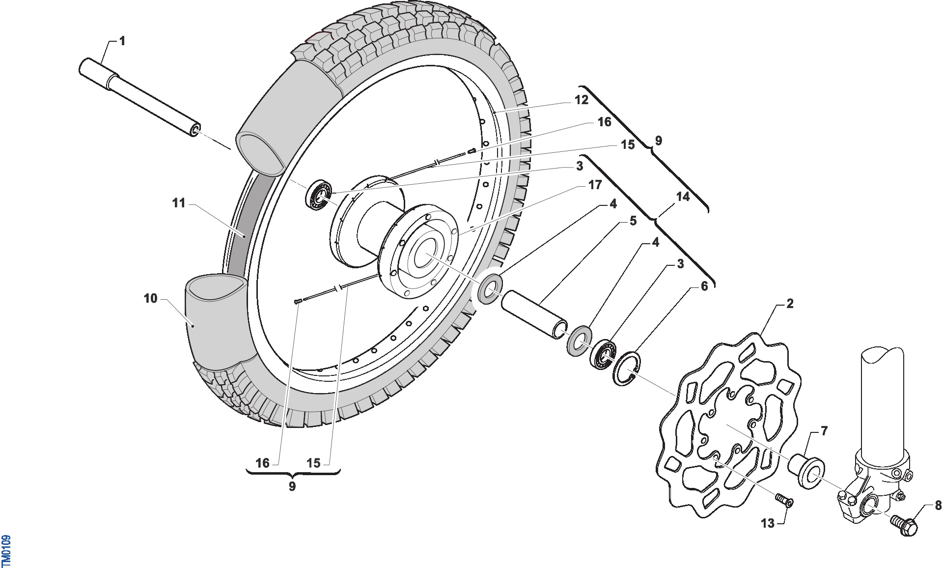 Pièces d'origine pour TM RACING 85 85 2T 85 MX JUNIOR 2018 - Roue avant