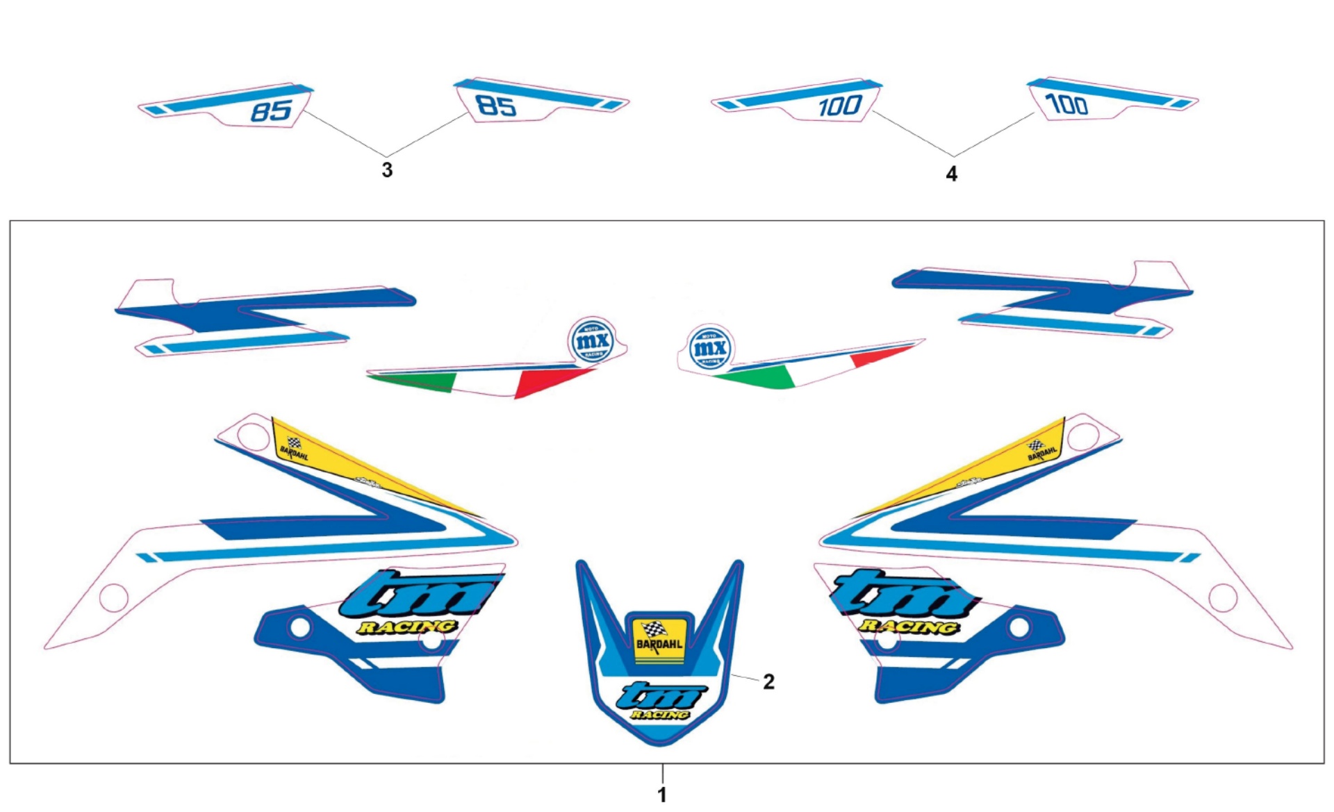 Pièces d'origine pour TM RACING 85 85 2T 85 MX JUNIOR 2018 - Autocollants et adhésifs