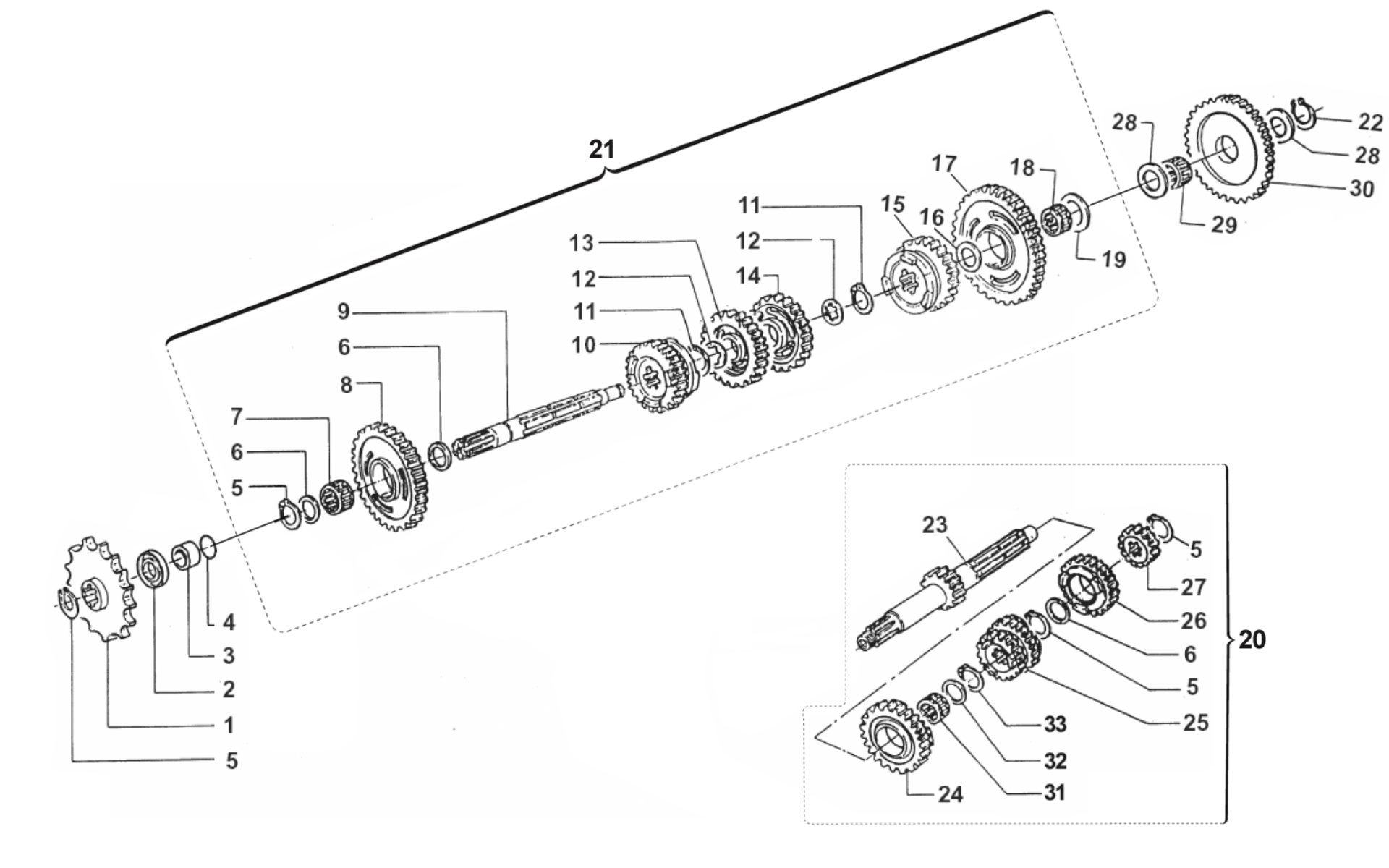 Pièces d'origine pour TM RACING 85 85 2T 85 SMX JUNIOR 2018 - Boîte de vitesses