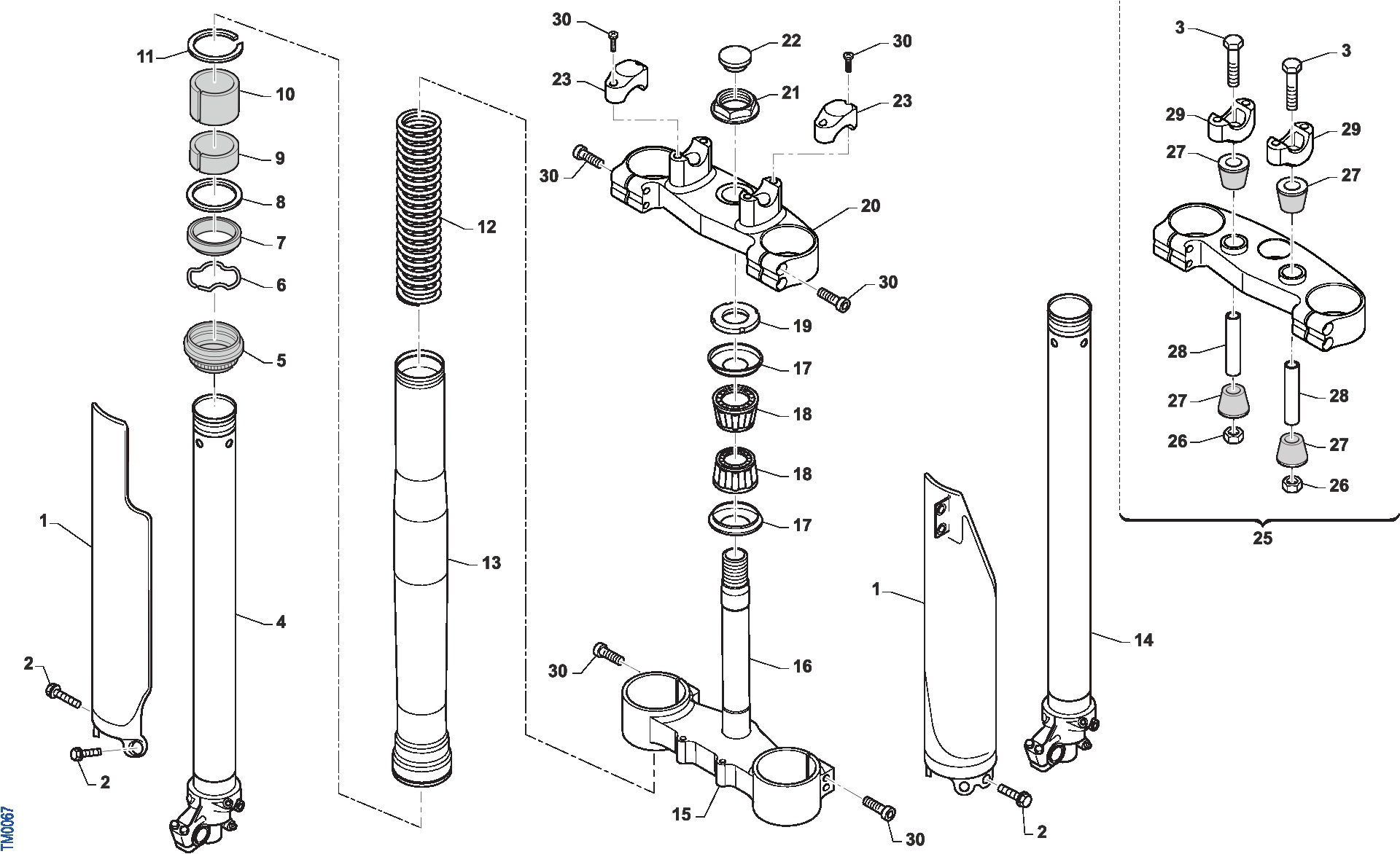 Pièces d'origine pour TM RACING 125 125 2T 125 MX 2018 - Suspension avant