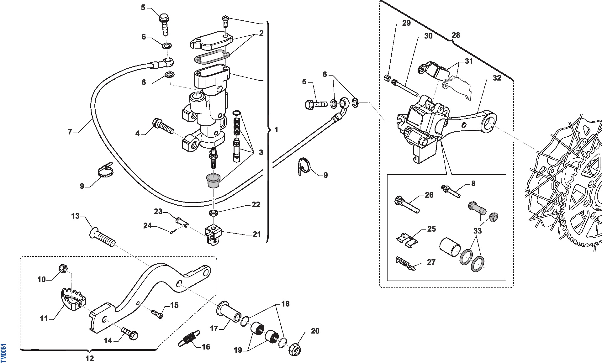 Pièces d'origine pour TM RACING 125 125 2T 125 MX 2018 - Frein arrière