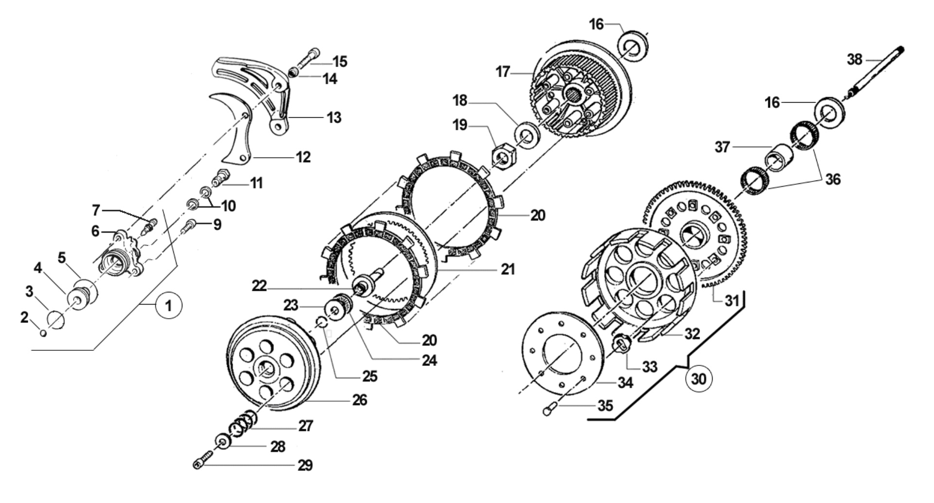 Pièces d'origine pour TM RACING 250 250 2T 250 EN 2018 - Embrayage et pièces associées