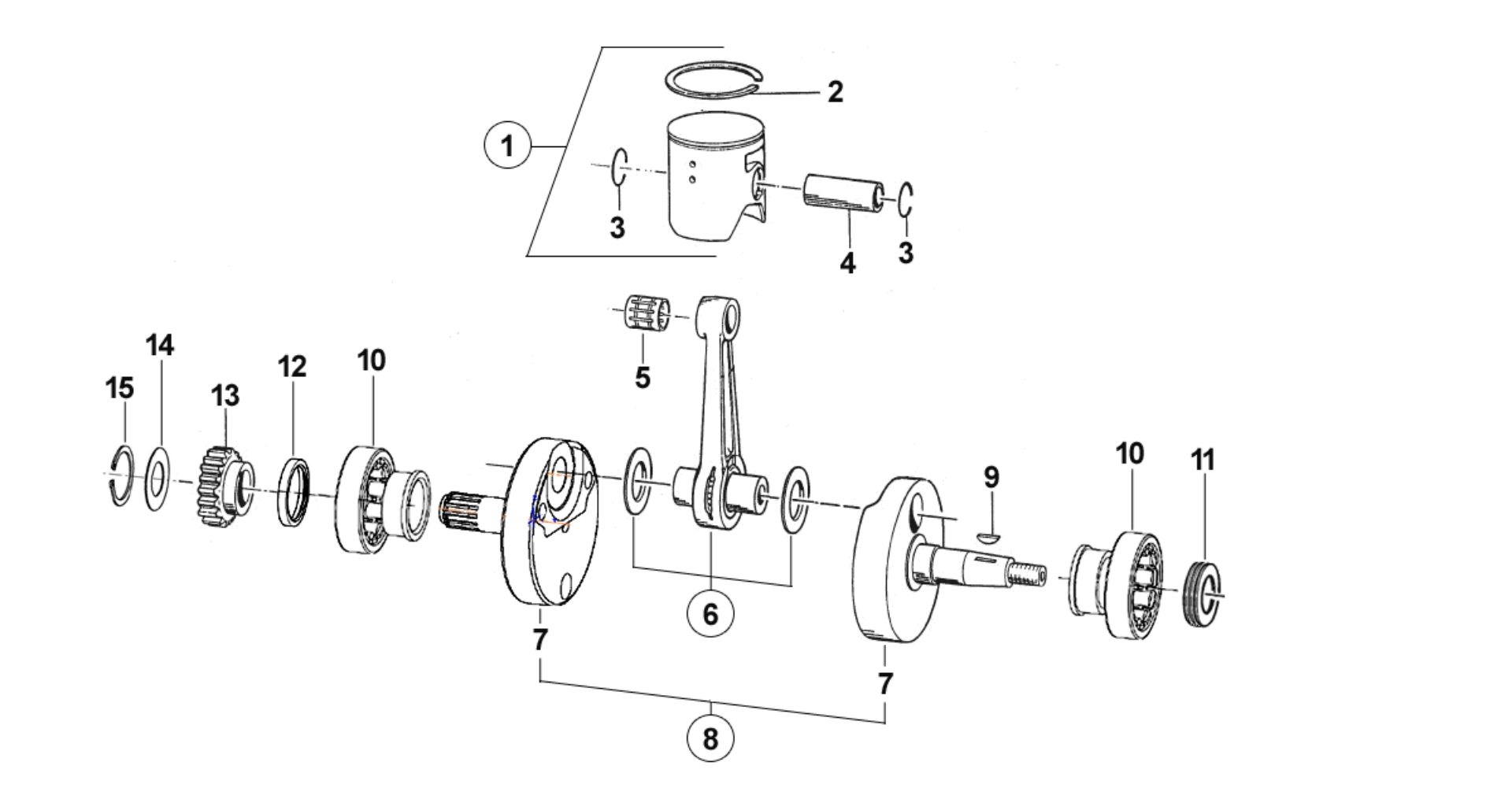 Pièces d'origine pour TM RACING 250 250 2T 250 MX 2018 - Piston et vilebrequin moteur