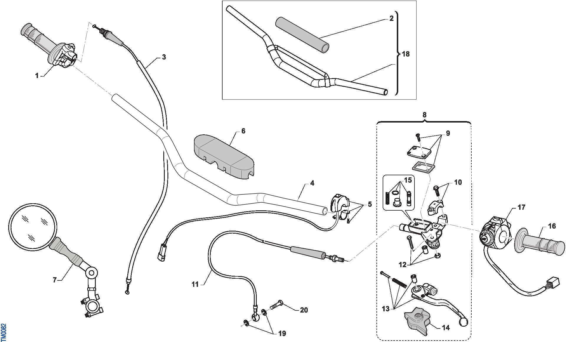 Pièces d'origine pour TM RACING 300 300 2T 300 EN 2018 - Guidon et commandes