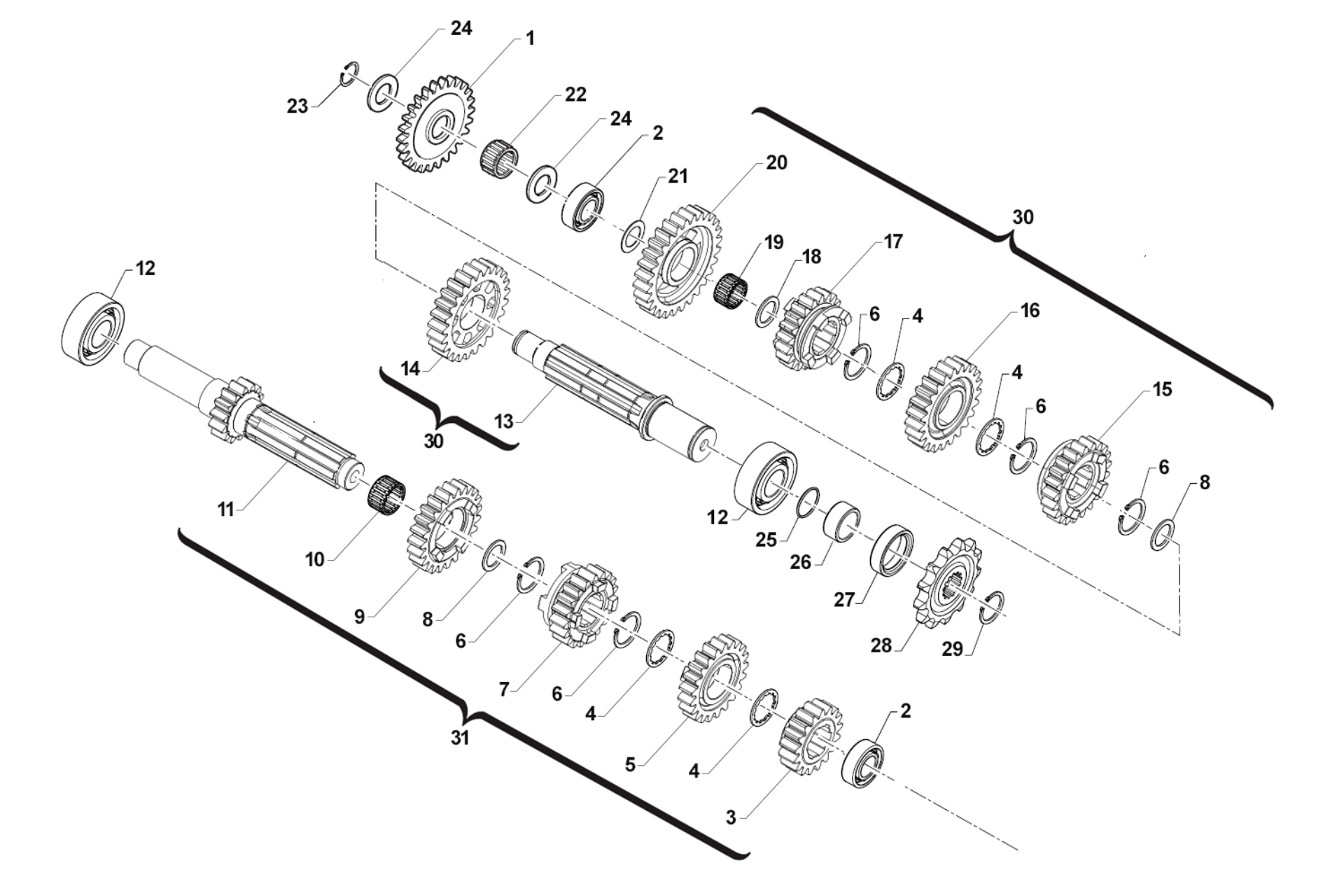 Pièces d'origine pour TM RACING 300 300 2T 300 EN 2018 - Boîte de vitesse