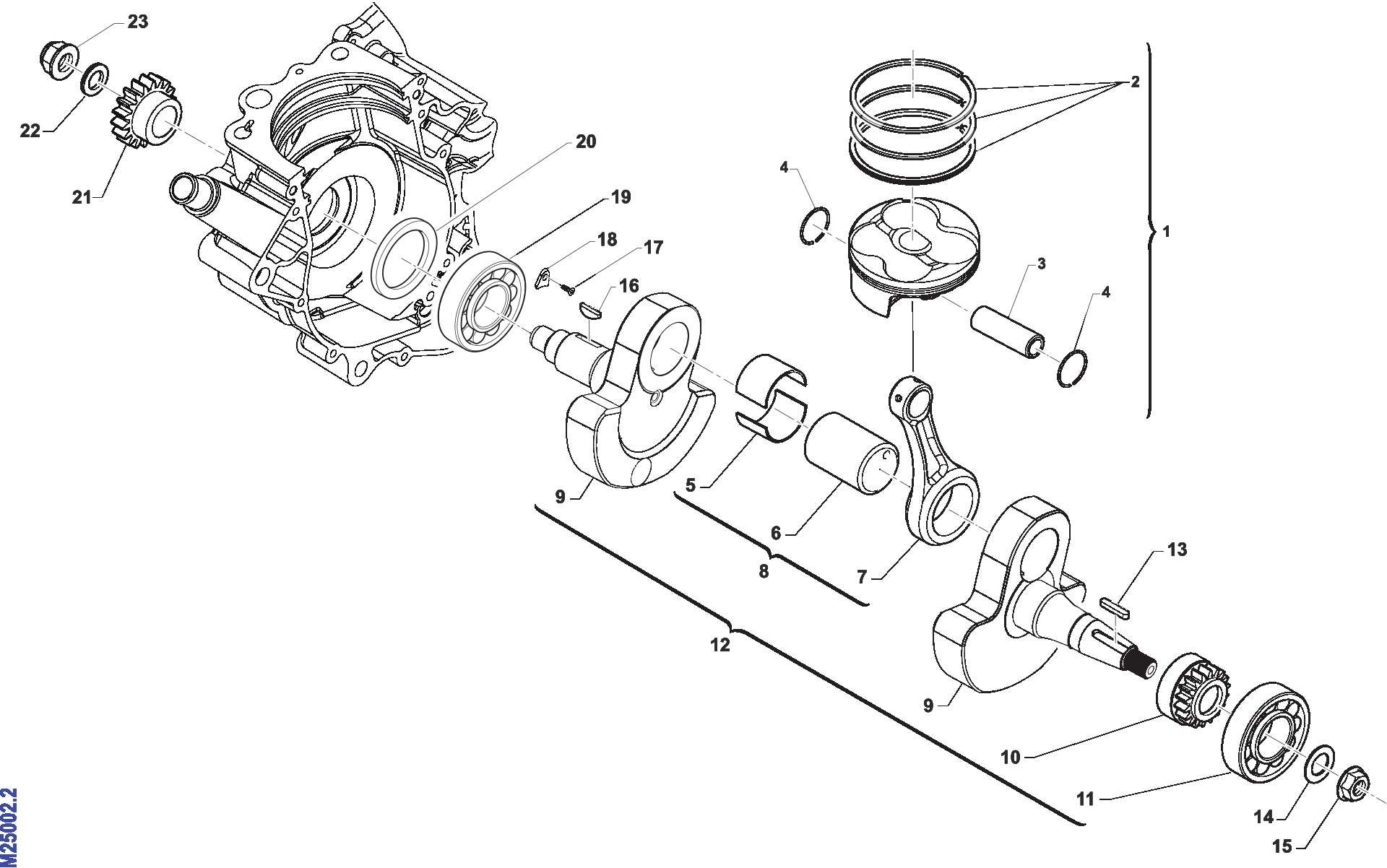 Pièces d'origine pour TM RACING 250 250 4T 250 Fi EN 2018 - Vilebrequin et piston