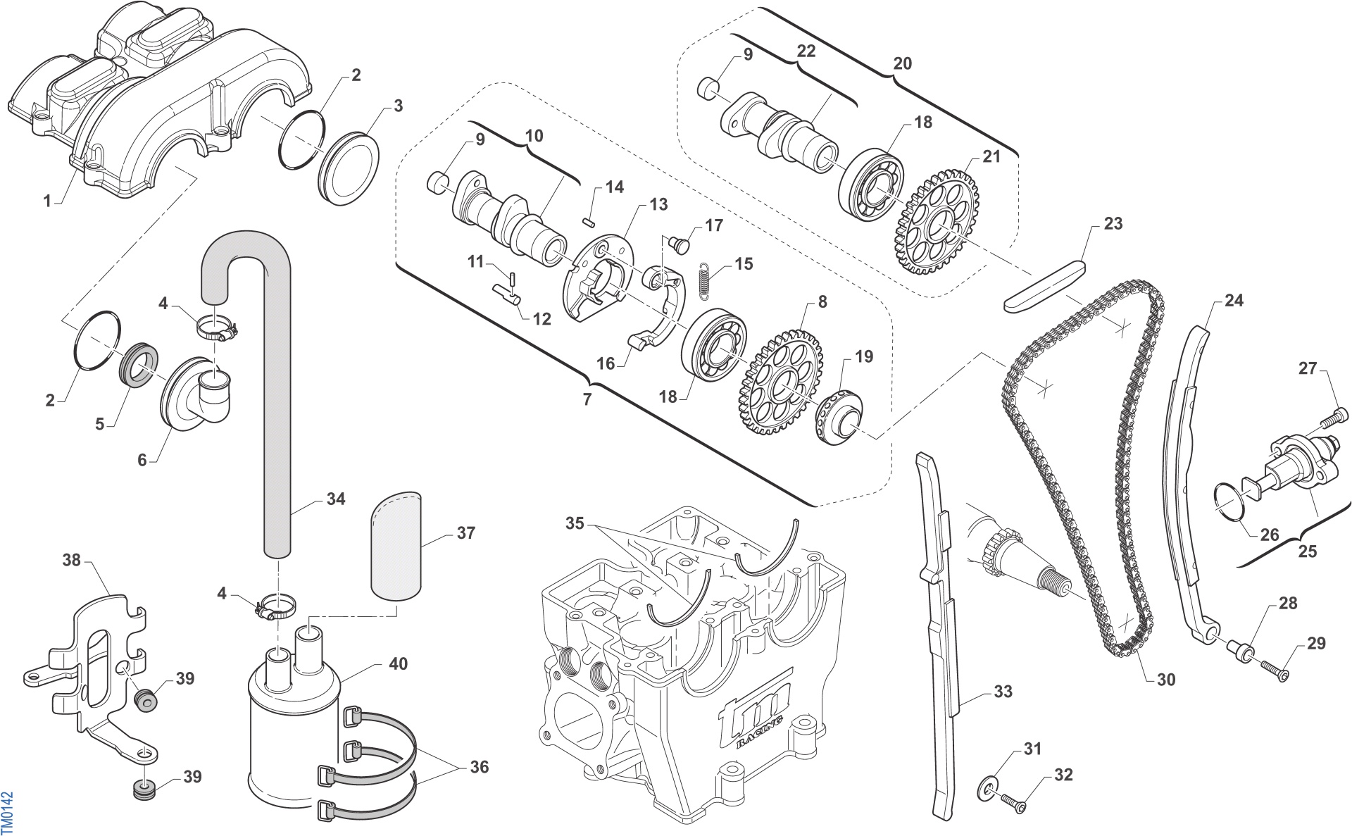 Pièces d'origine pour TM RACING 450 450 4T 450 Fi SMX 2018 - Distribution et allumage moteur