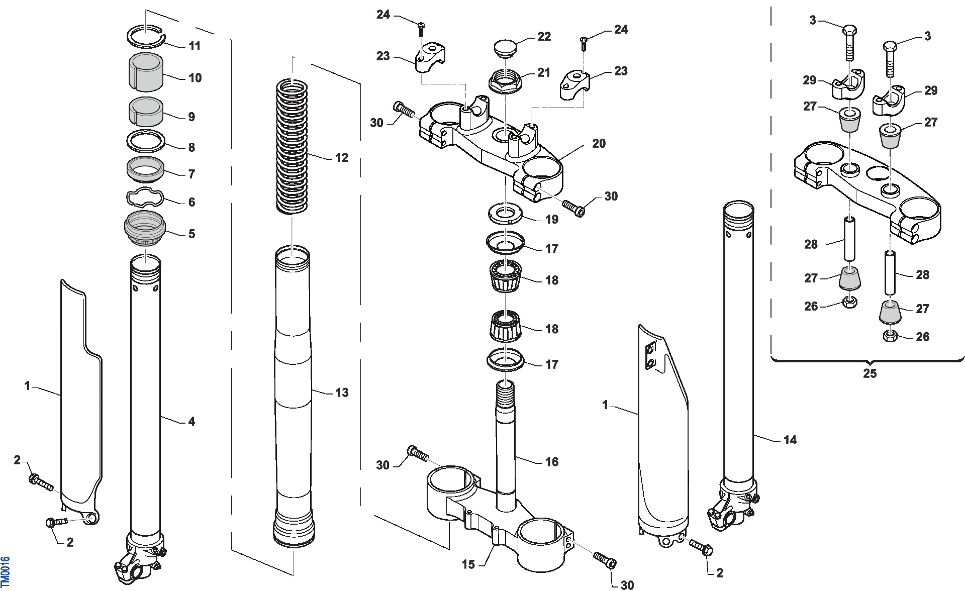 Pièces d'origine pour TM RACING 530 530 4T 530 Fi EN 2018 - Fourche Kayaba