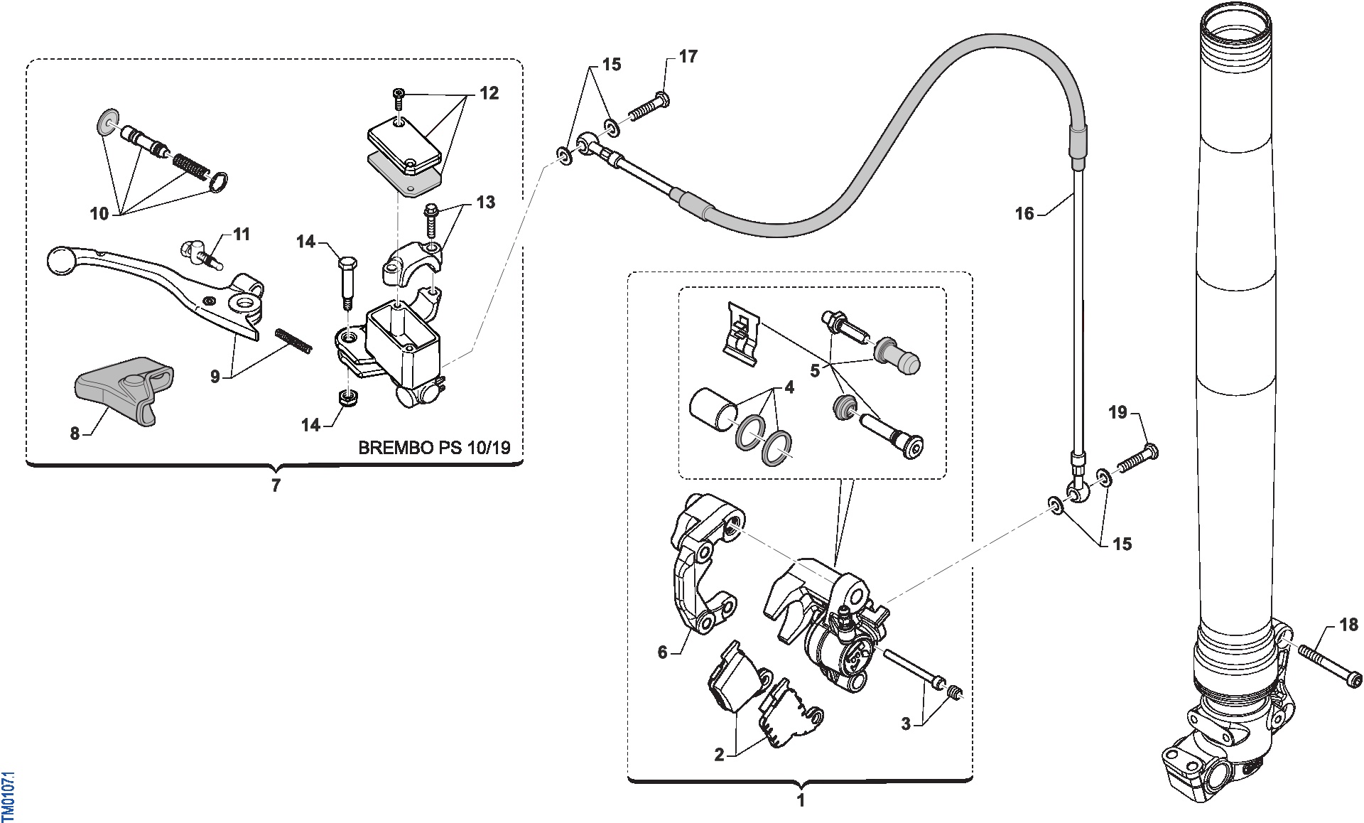 Pièces d'origine pour TM RACING 100 100 2T 100 MX JUNIOR 2017 - Frein avant