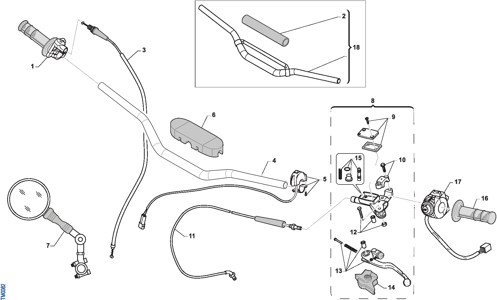 Pièces d'origine pour TM RACING 125 125 2T 125 EN 2017 - Guidon et commandes