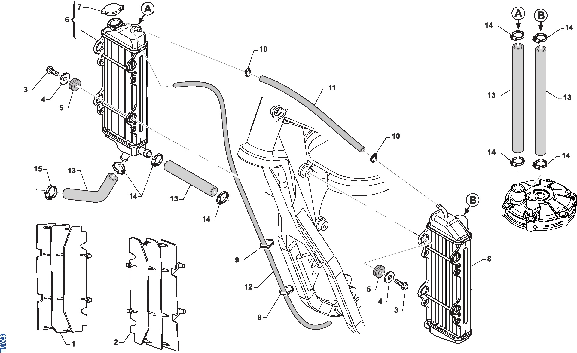 Pièces d'origine pour TM RACING 125 125 2T 125 EN 2017 - Radiateurs de refroidissement