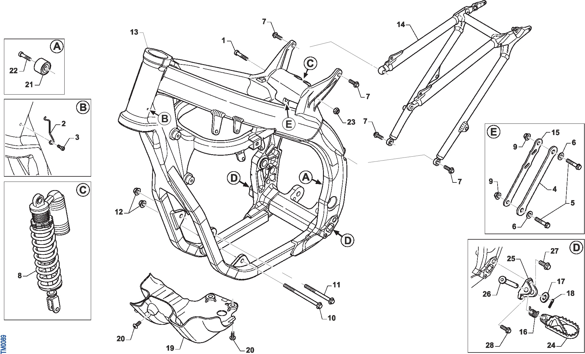 Pièces d'origine pour TM RACING 125 125 2T 125 MX 2017 - Cadre et partie-cycle