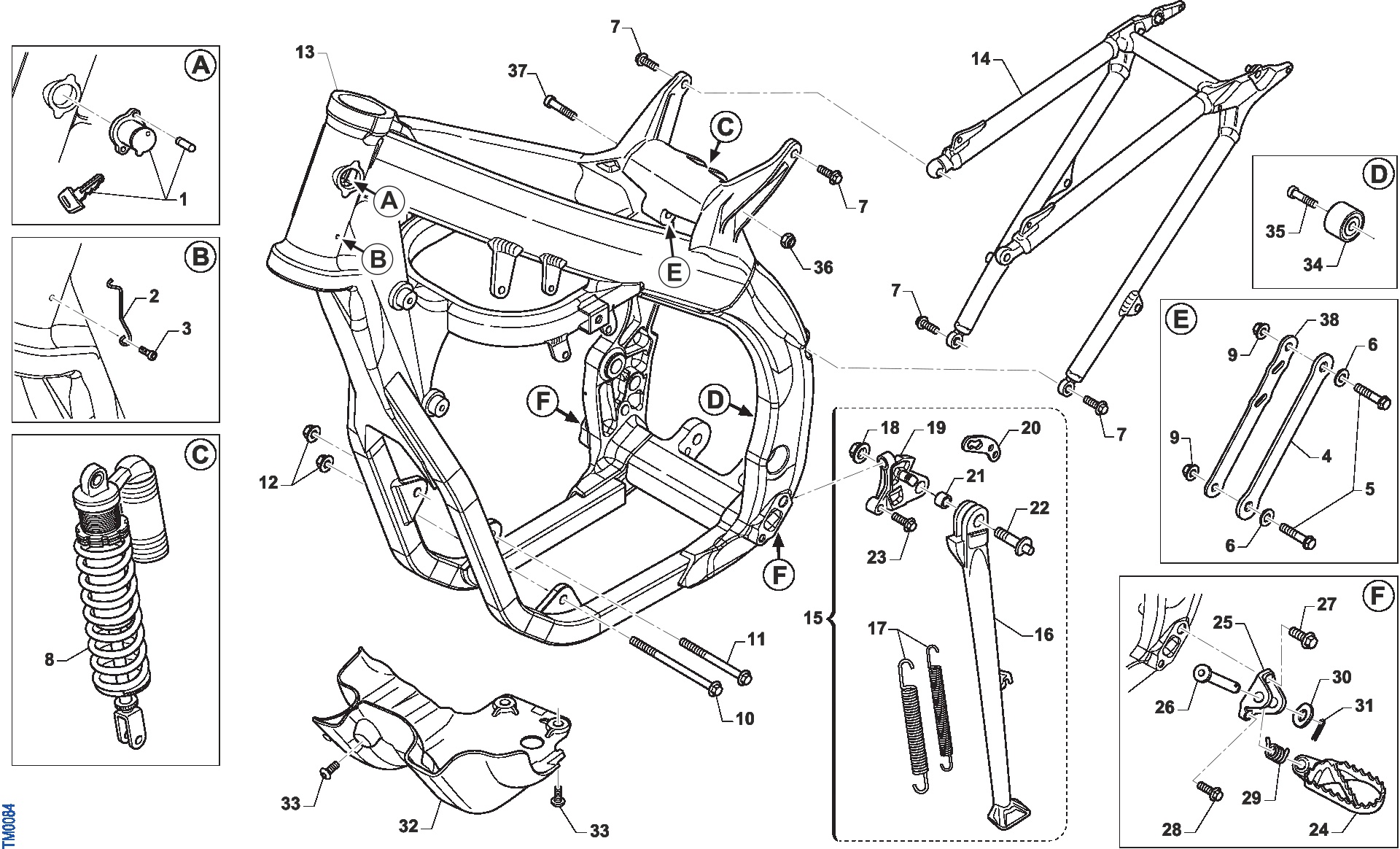 Pièces d'origine pour TM RACING 144 144 2T 144 EN 2017 - Cadre et partie-cycle