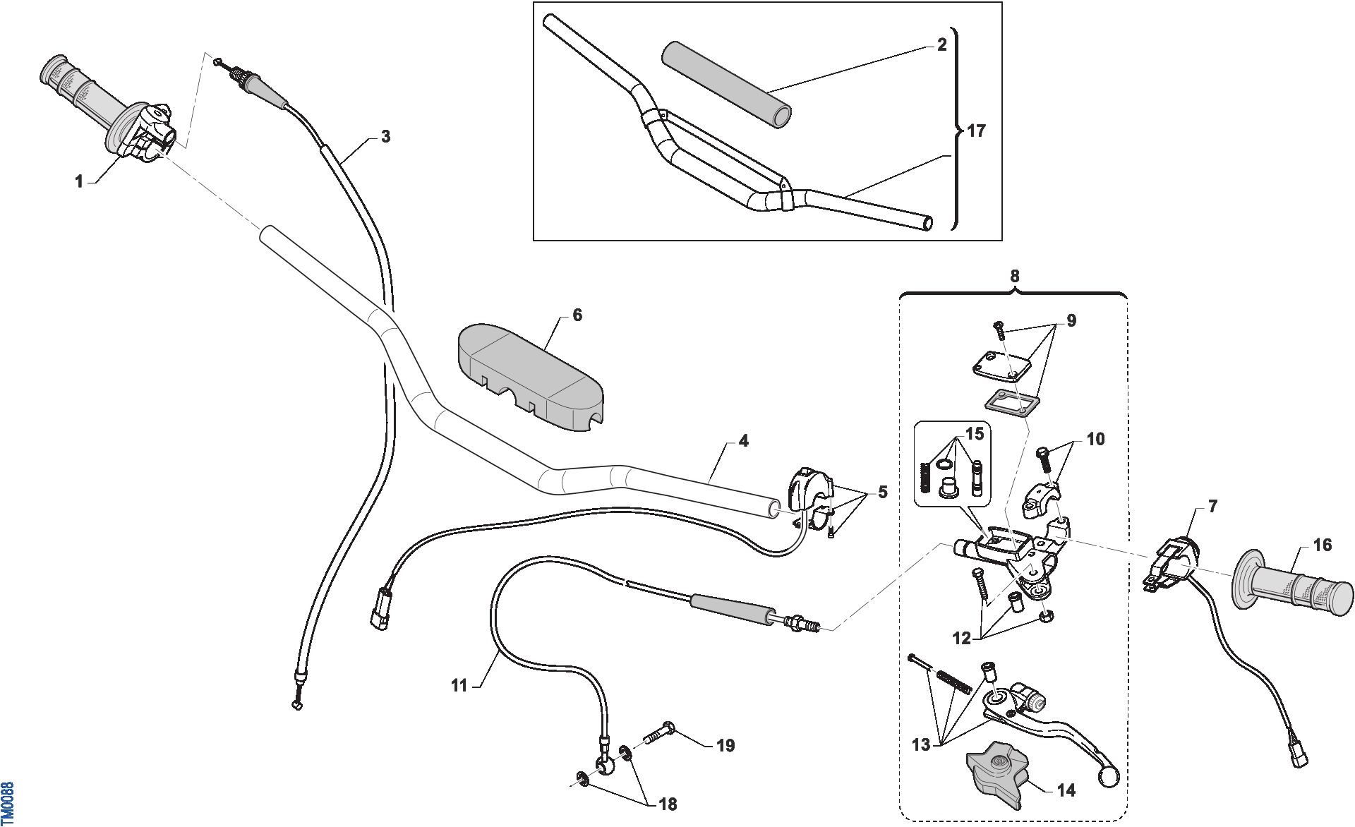 Pièces d'origine pour TM RACING 300 300 2T 300 MX 2017 - Guidon et commandes