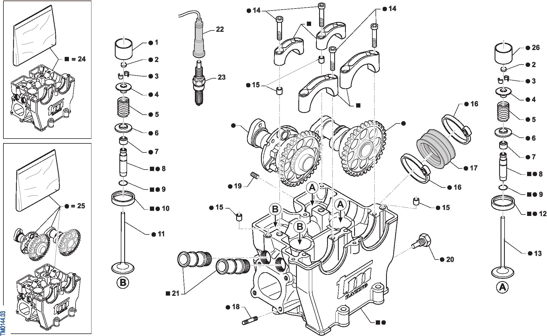 Pièces d'origine pour TM RACING 450 450 4T 450 Fi FT 2017 - Culasse moteur