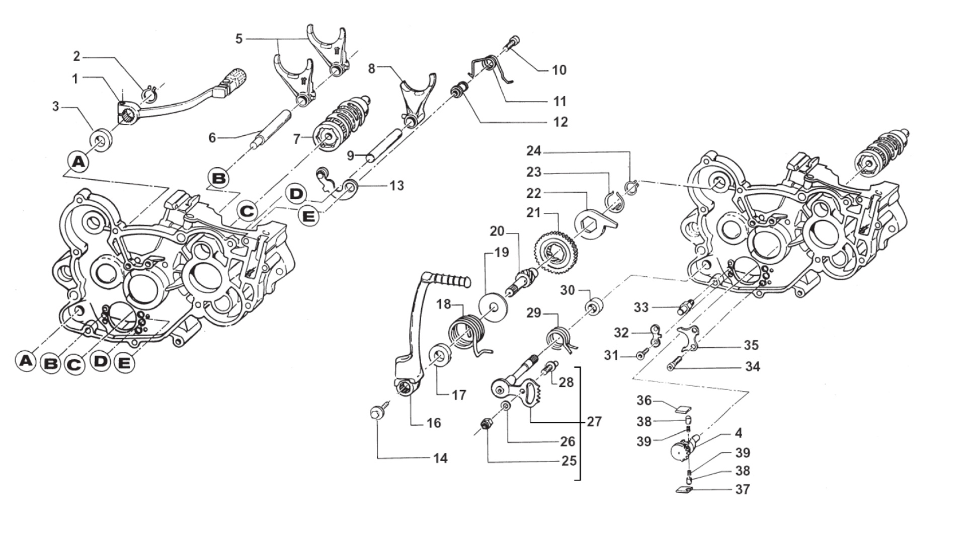 Pièces d'origine pour TM RACING 85 85 2T 85 MX 2016 - Fourchette de boîte de vitesses