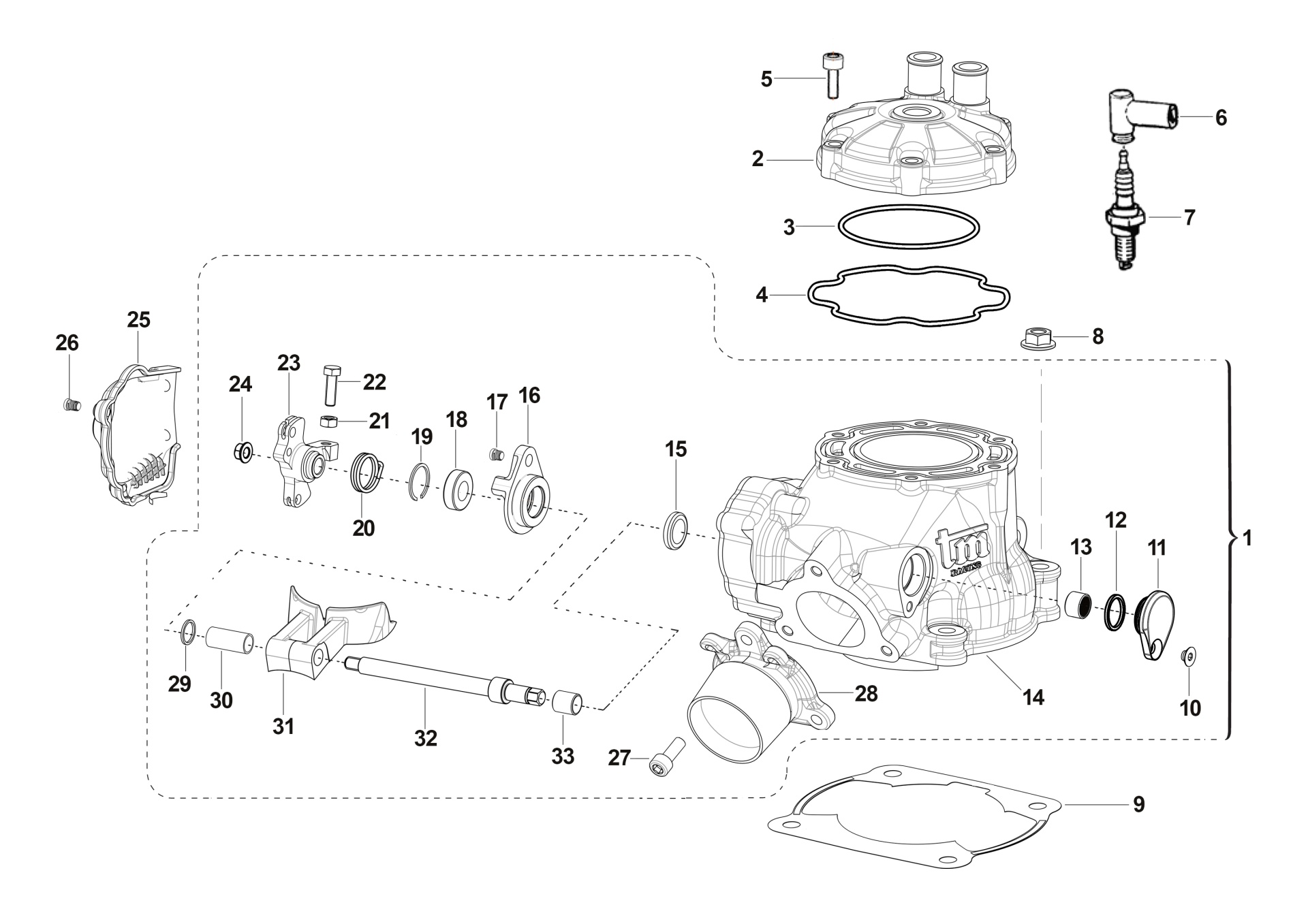 Pièces d'origine pour TM RACING 144 144 2T 144 MX 2016 - Cylindre moteur