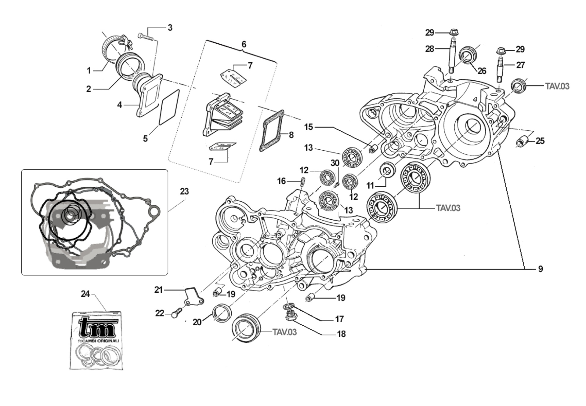 Pièces d'origine pour TM RACING 300 300 2T 300 EN 2016 - Bas moteur et pièces associées