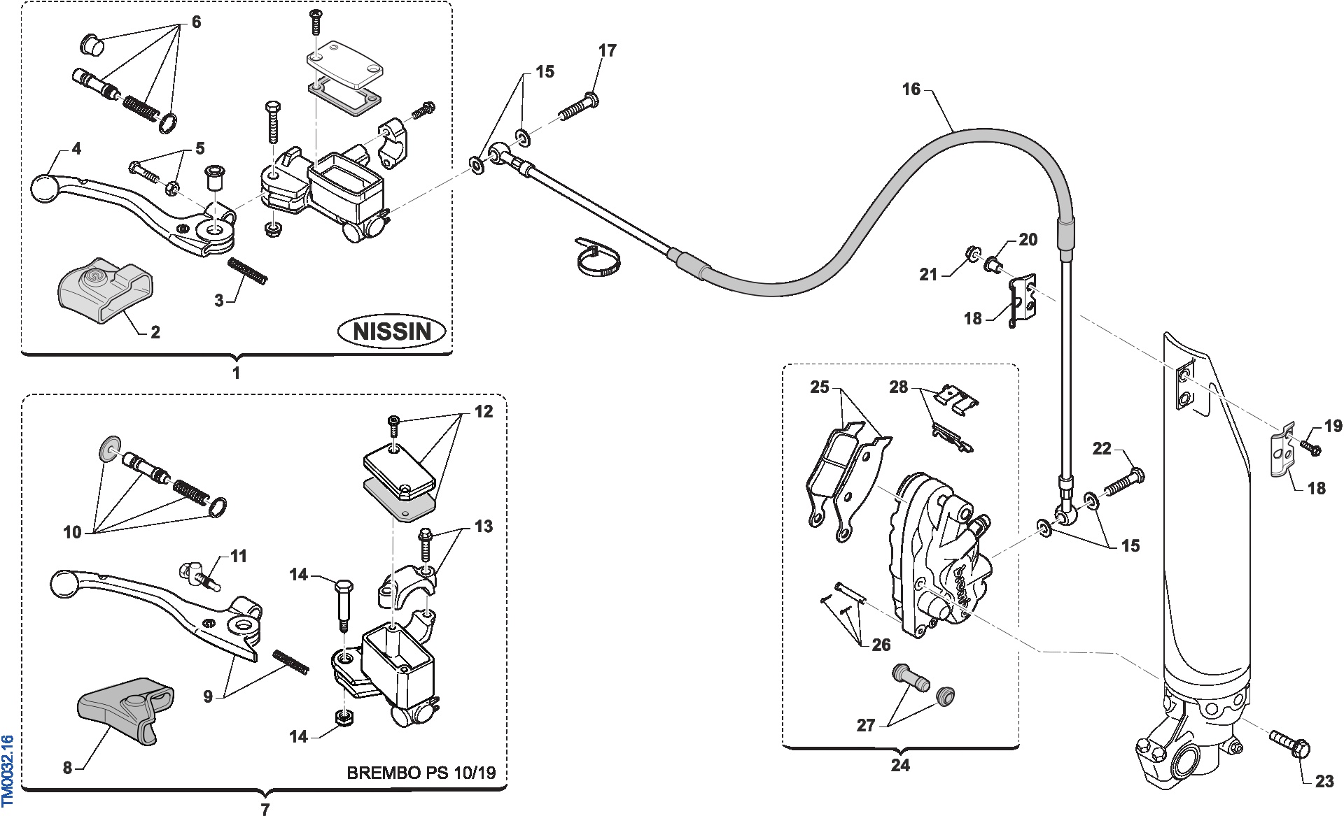 Pièces d'origine pour TM RACING 250 250 4T 250 Fi MX 2016 - Frein avant