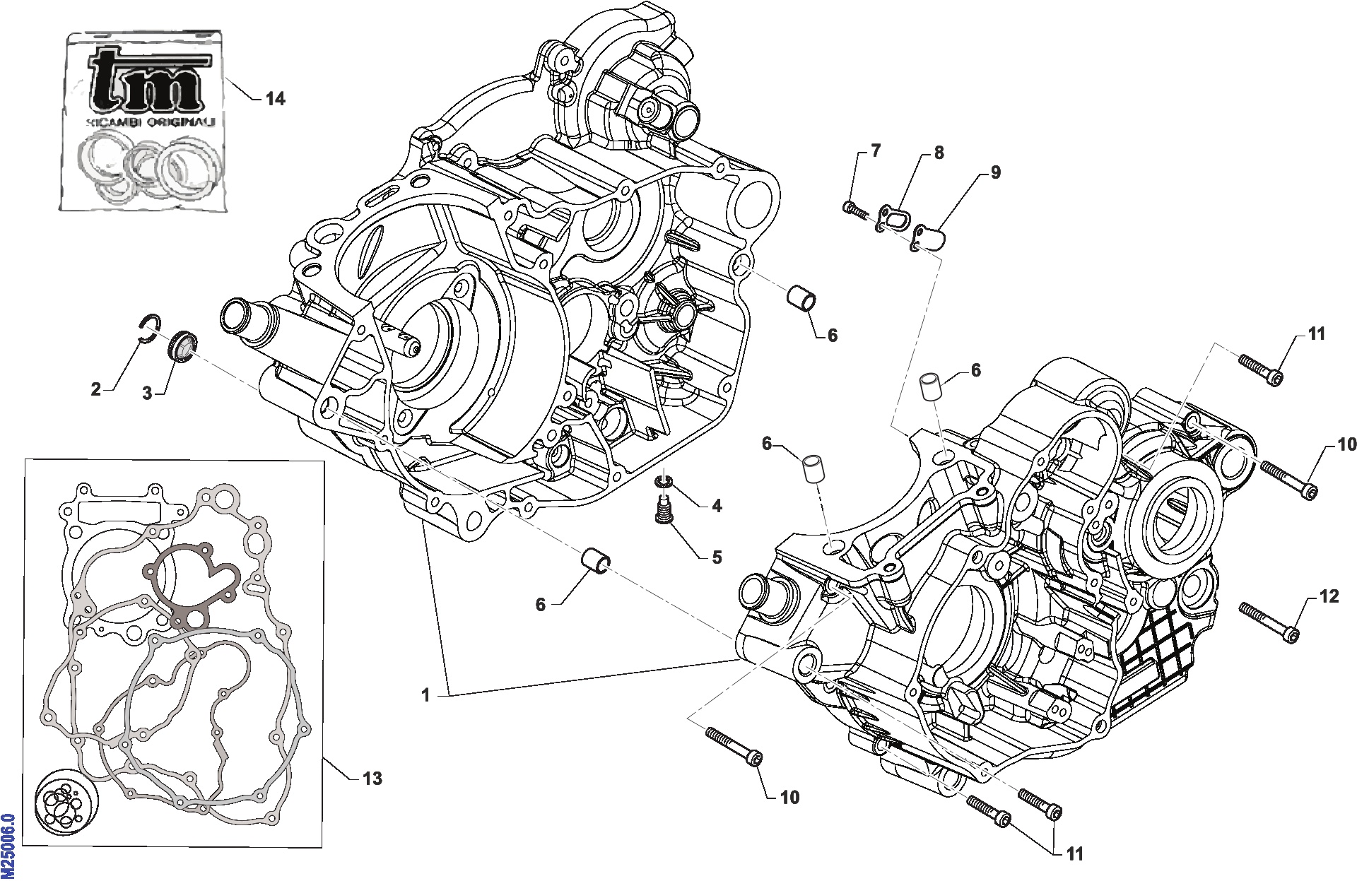 Pièces d'origine pour TM RACING 250 250 4T 250 Fi MX 2016 - Bas moteur