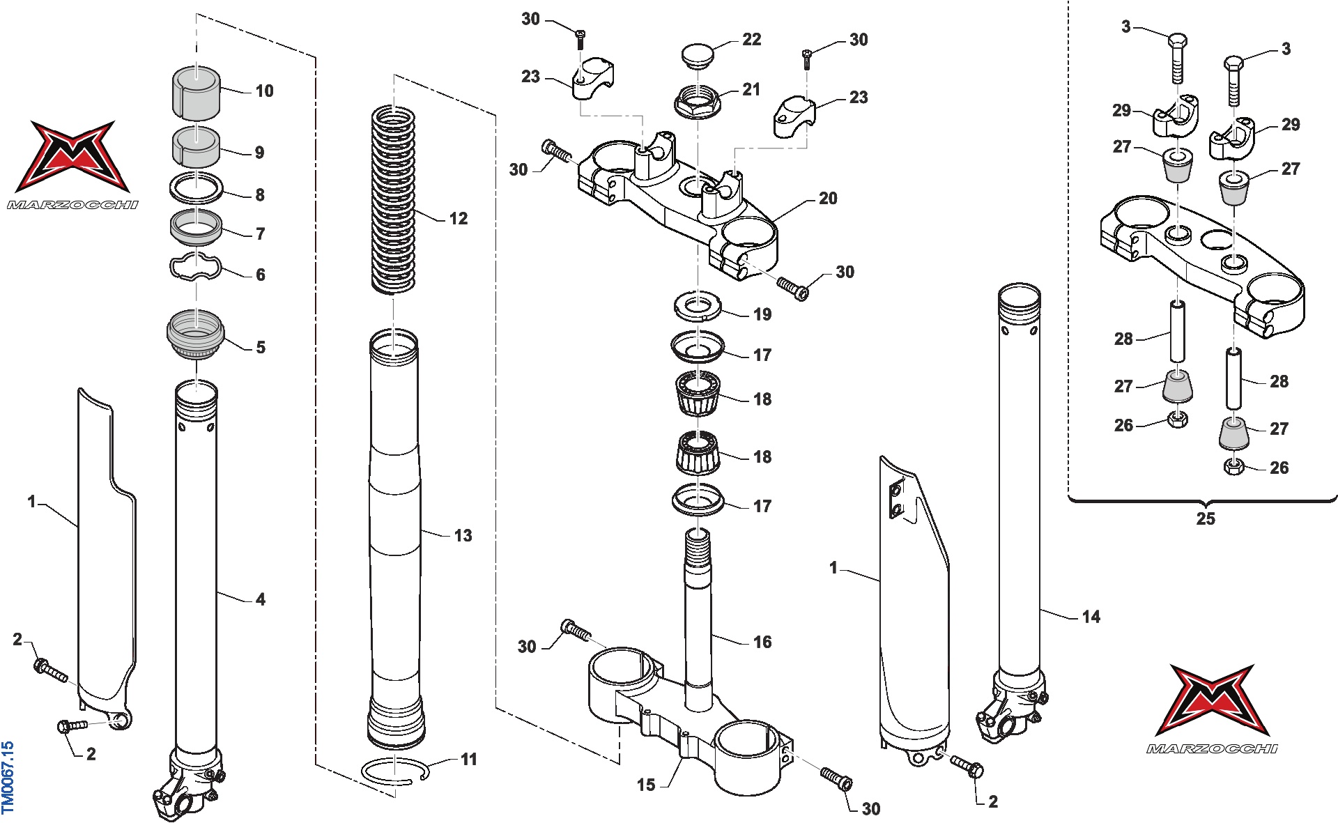Pièces d'origine pour TM RACING 125 125 2T 125 EN 2015 - Fourche et suspensions