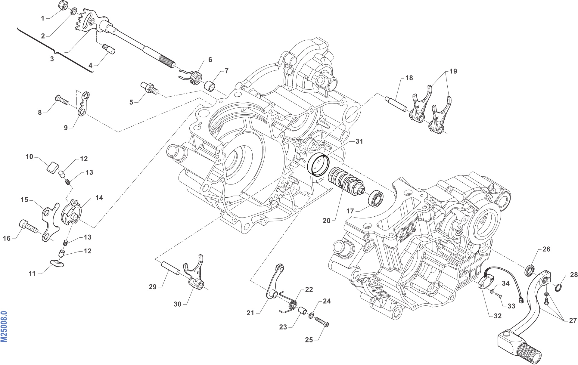 Pièces d'origine pour TM RACING 250 250 4T 250 Fi EN 2015 - Boîte de vitesses