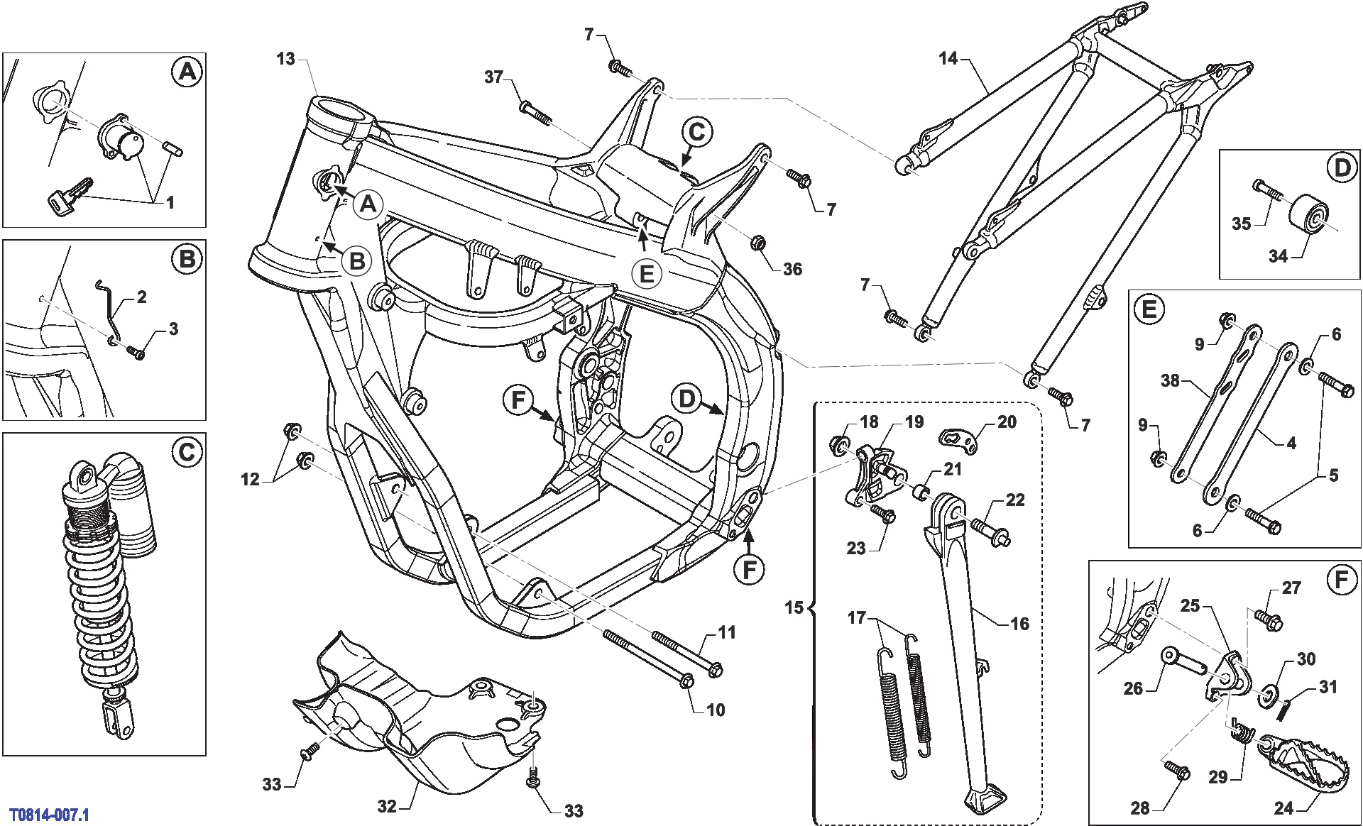 Pièces d'origine pour TM RACING 144 144 2T 144 EN 2014 - Cadre et partie-cycle MX 13-14