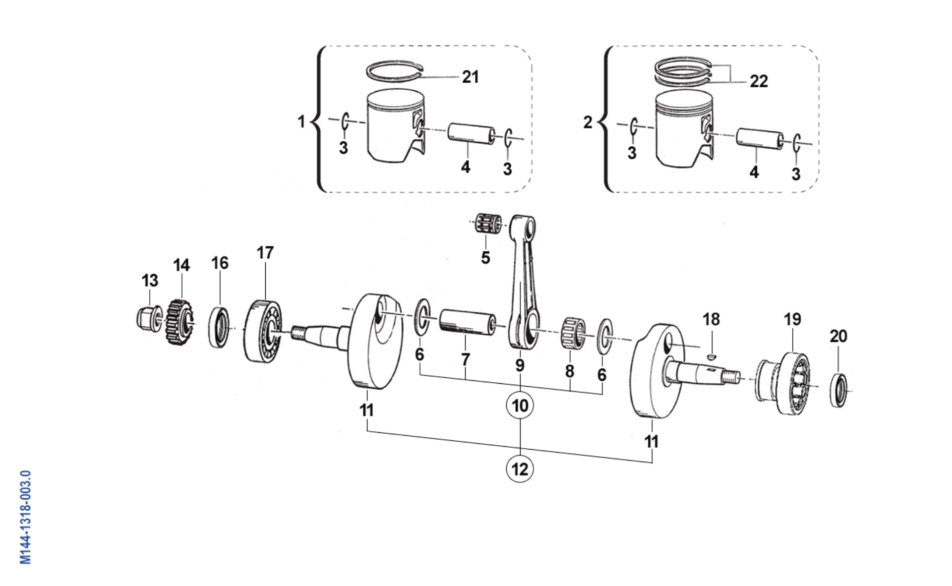 Pièces d'origine pour TM RACING 144 144 2T 144 EN 2014 - Vilebrequin et piston moteur