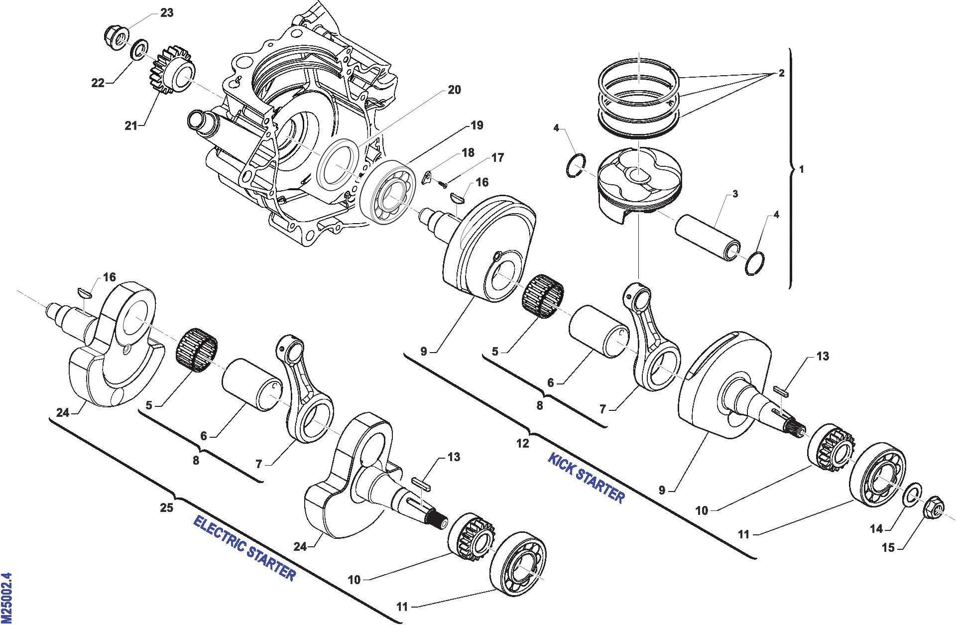 Pièces d'origine pour TM RACING 250 250 4T 250 Fi MX 2014 - Vilebrequin et piston moteur