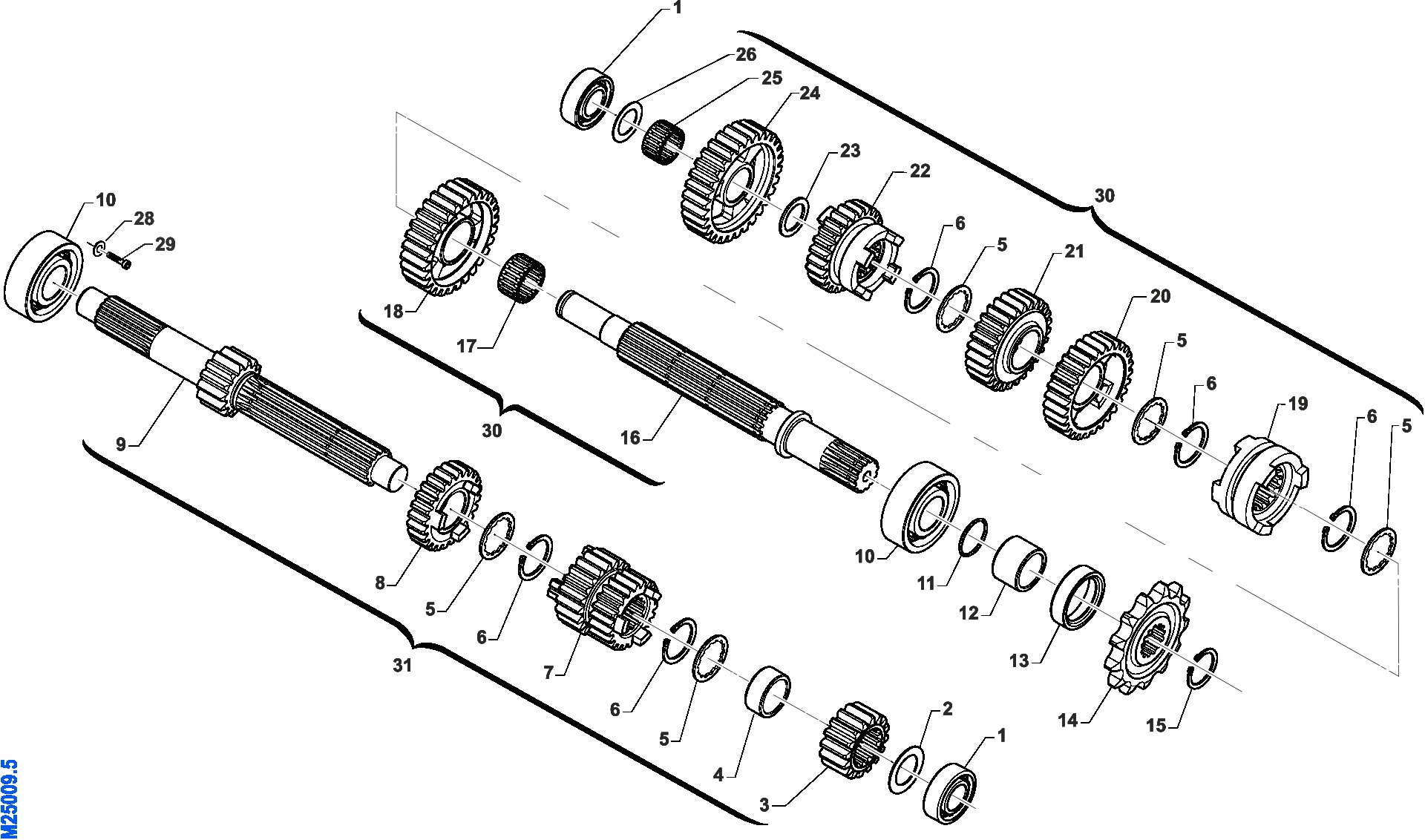 Pièces d'origine pour TM RACING 250 250 4T 250 Fi MX 2014 - Boîte de vitesse 5 rapports
