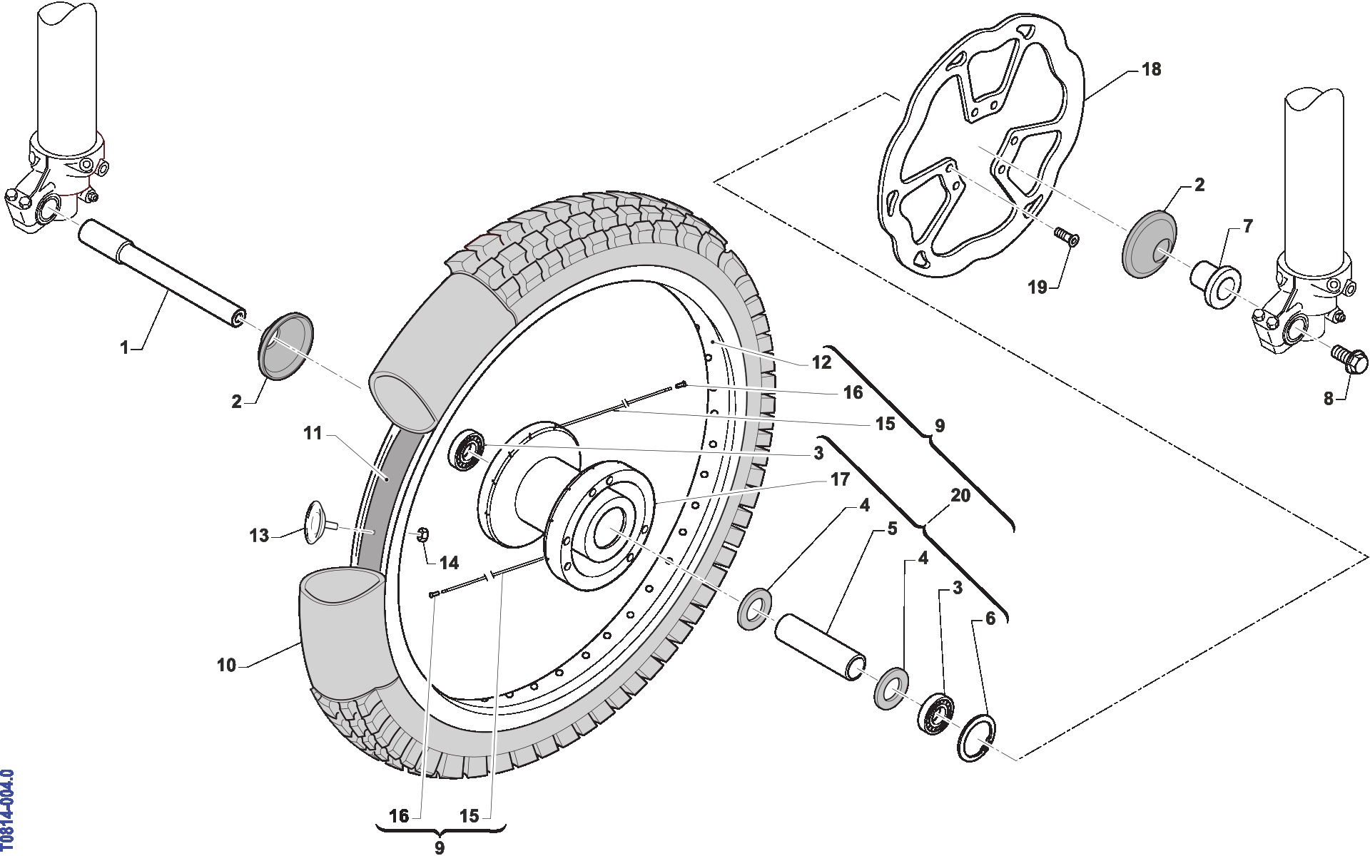 Pièces d'origine pour TM RACING 125 125 2T 125 MX 2013 - Roue avant