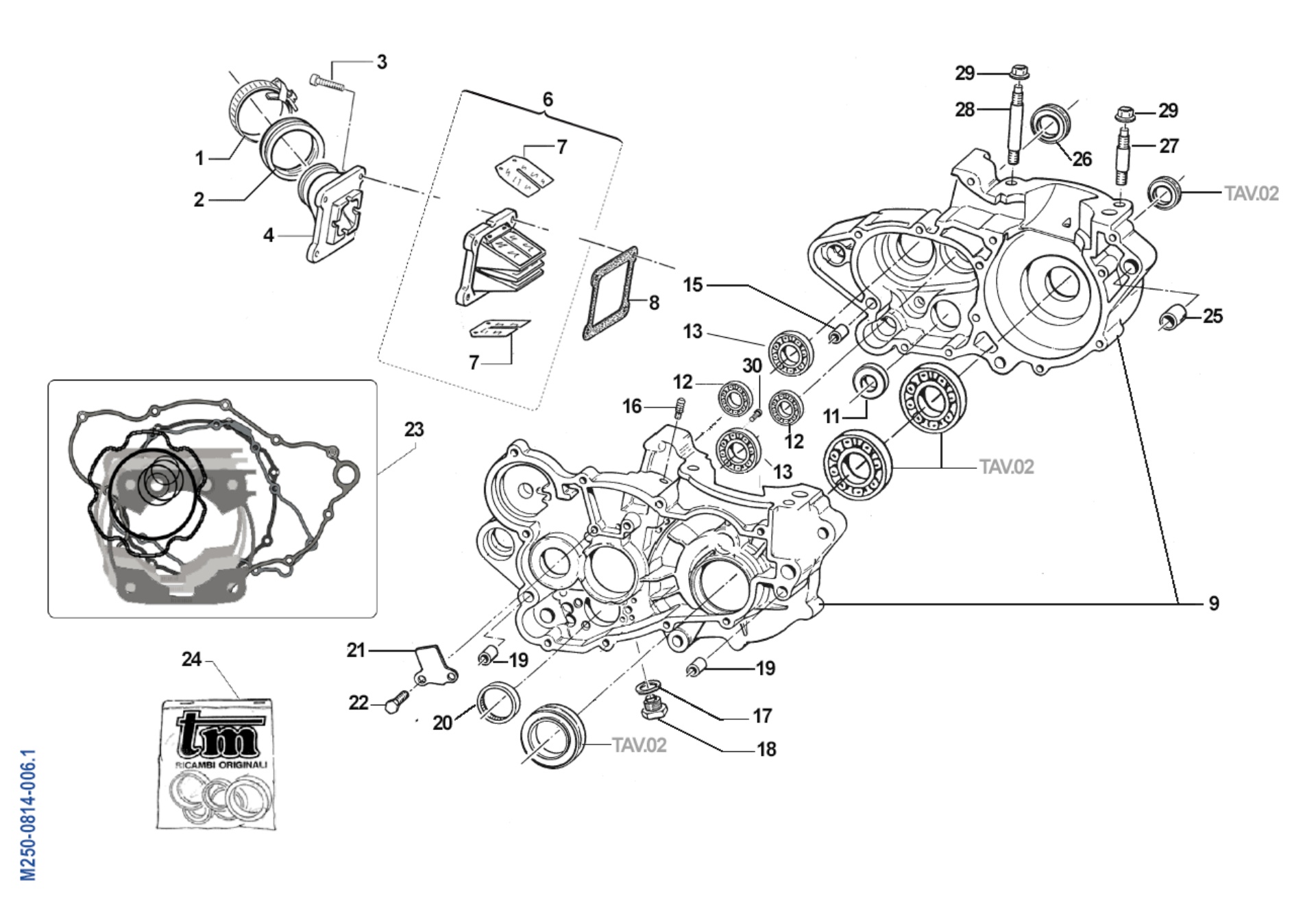 Pièces d'origine pour TM RACING 300 300 2T 300 MX 2013 - Moteur - Bas moteur
