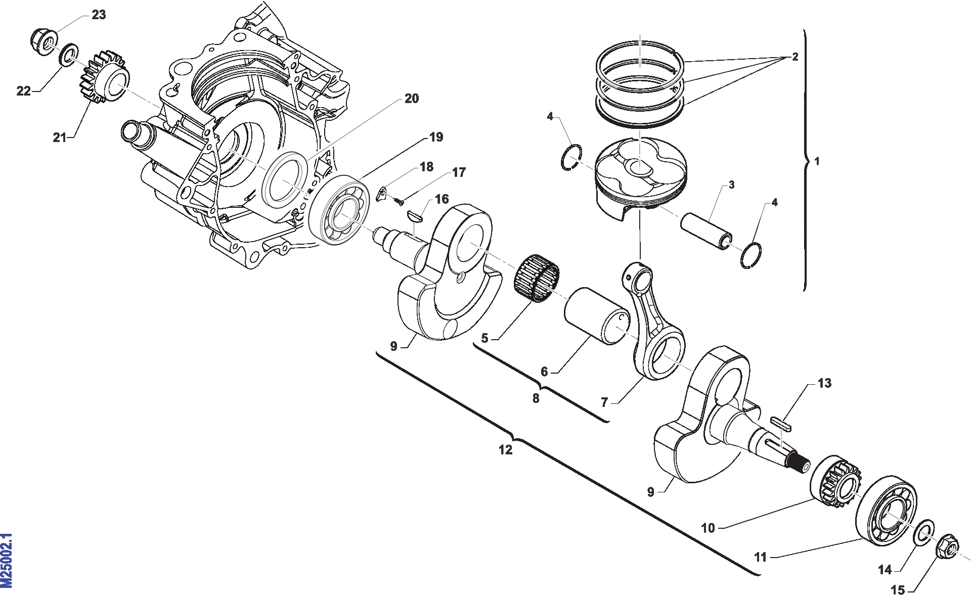 Pièces d'origine pour TM RACING 250 250 4T 250 Fi EN 2013 - Vilebrequin et piston moteur