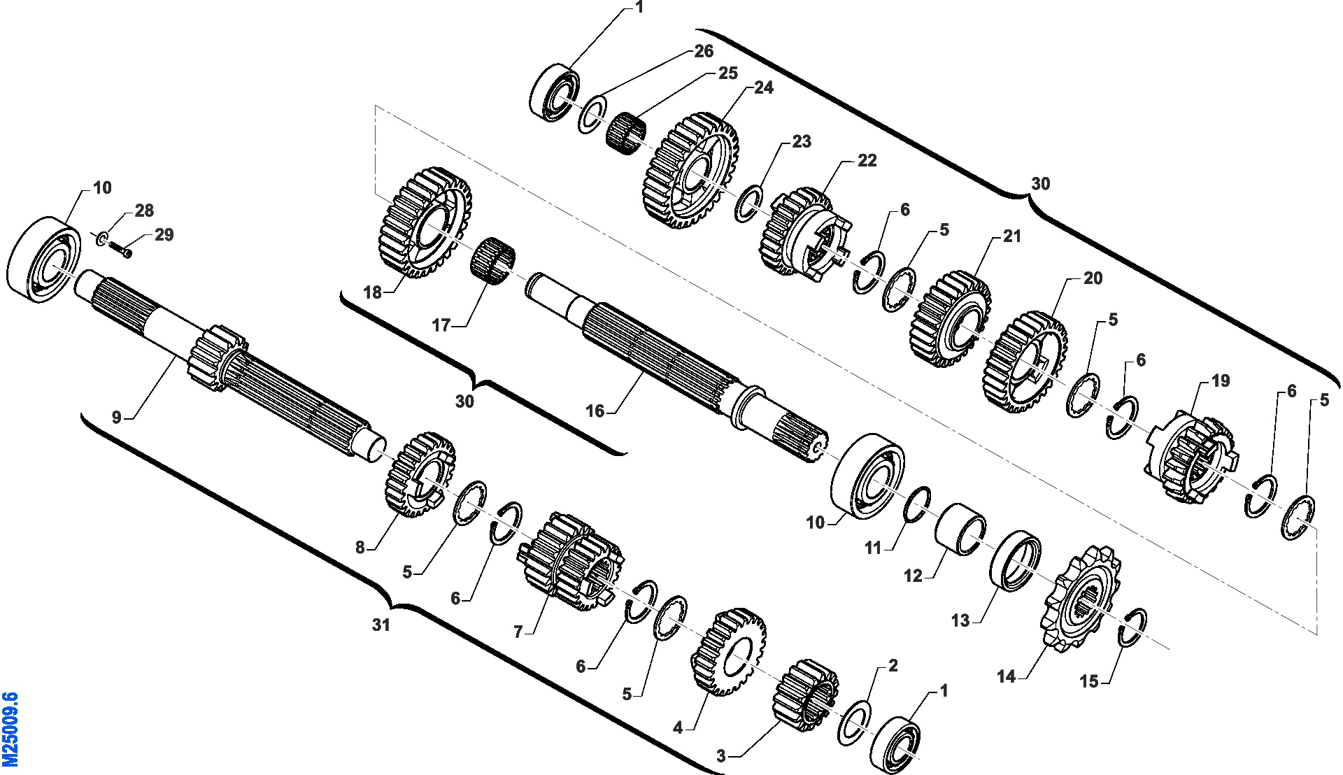 Pièces d'origine pour TM RACING 250 250 4T 250 Fi EN 2013 - Boîte de vitesse 6 rapports