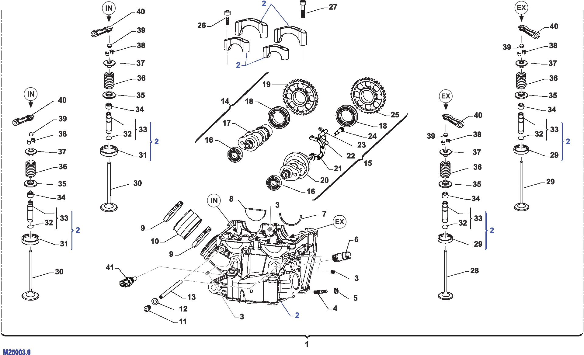 Pièces d'origine pour TM RACING 250 250 4T 250 Fi MX 2013 - Culasse moteur