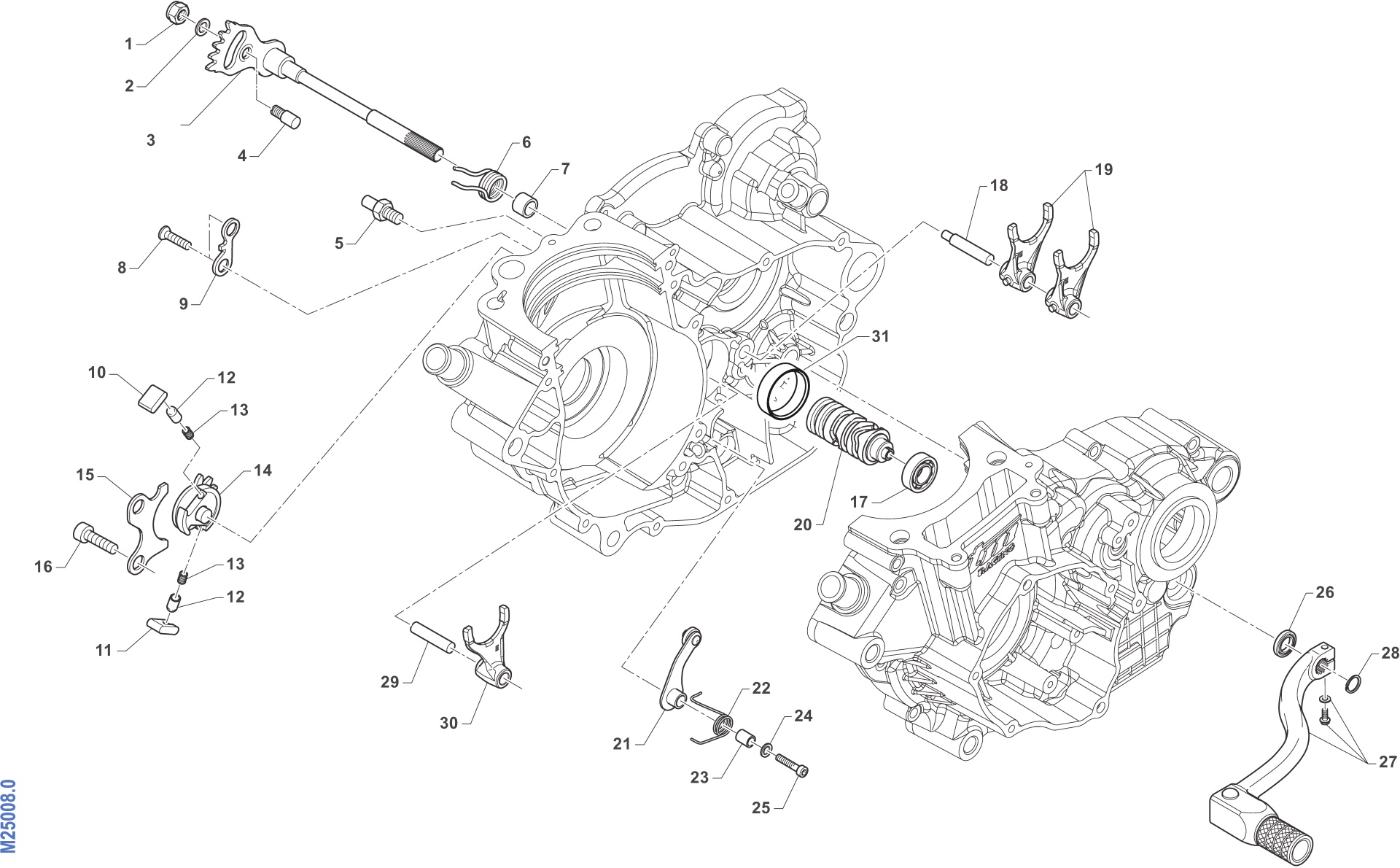 Pièces d'origine pour TM RACING 250 250 4T 250 Fi MX 2013 - Boîte de vitesse