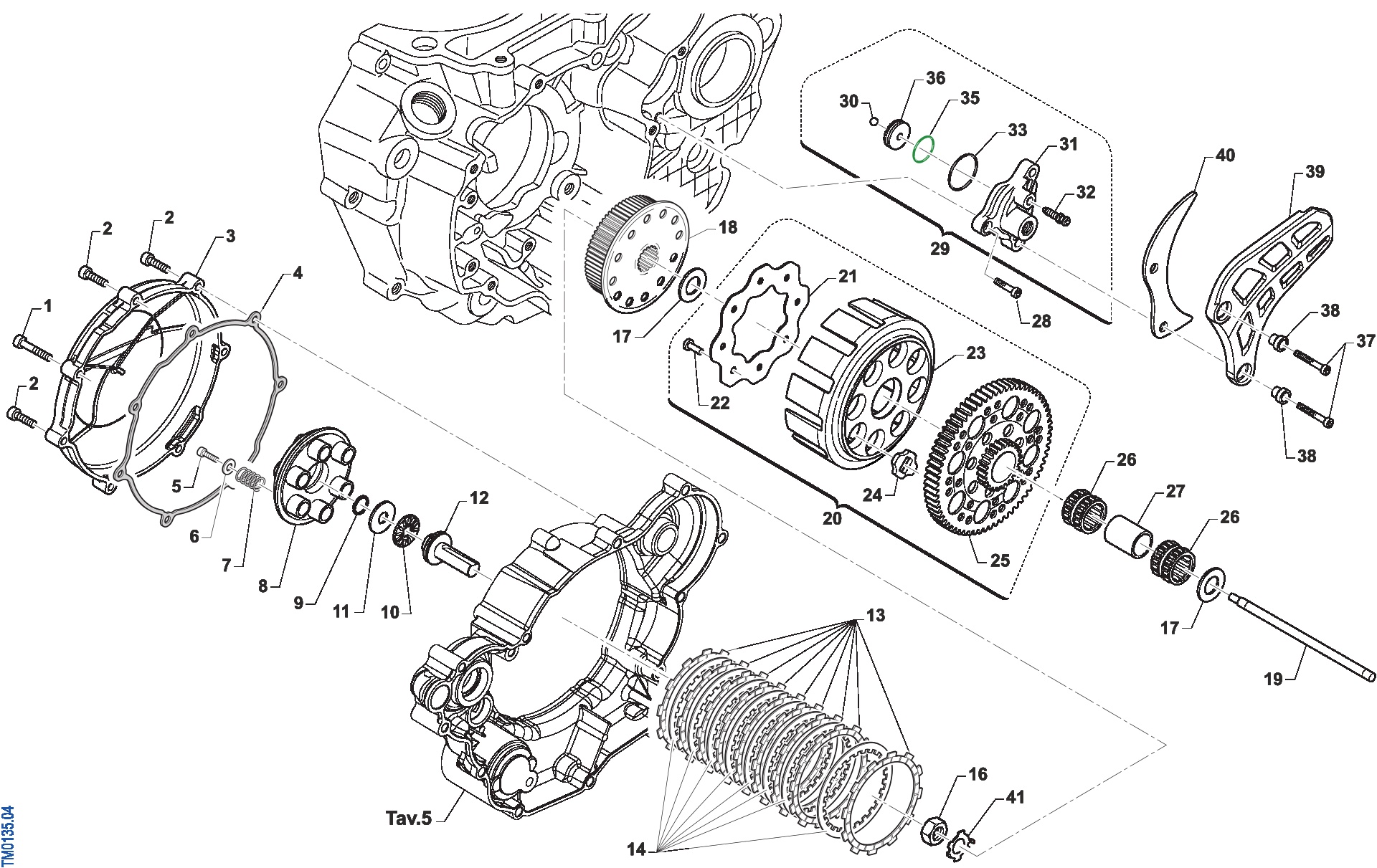 Pièces d'origine pour TM RACING 450 450 4T 450 Fi SMR 2013 - Embrayage et transmission