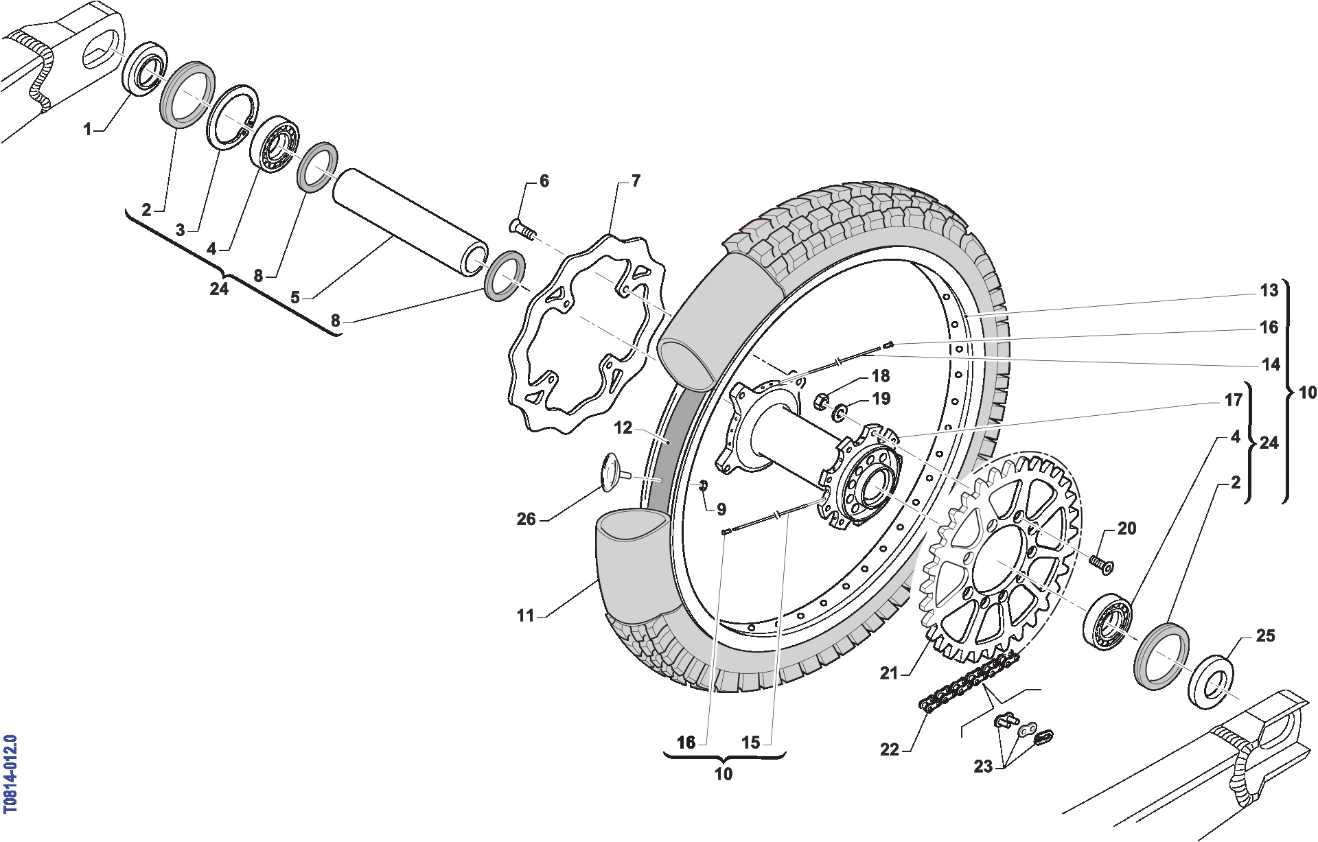 Pièces d'origine pour TM RACING 144 144 2T 144 EN 2012 - Roue arrière 18 x 1.85