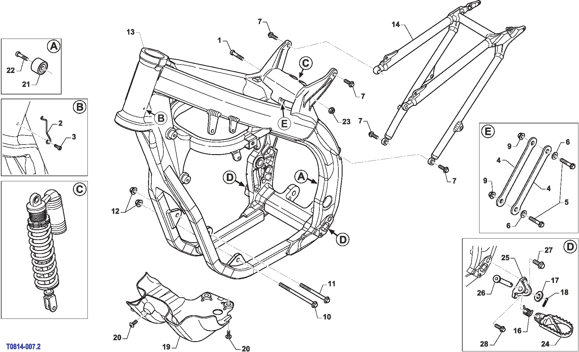 Pièces d'origine pour TM RACING 300 300 2T 300 MX 2012 - Cadre et partie-cycle MX 08-14