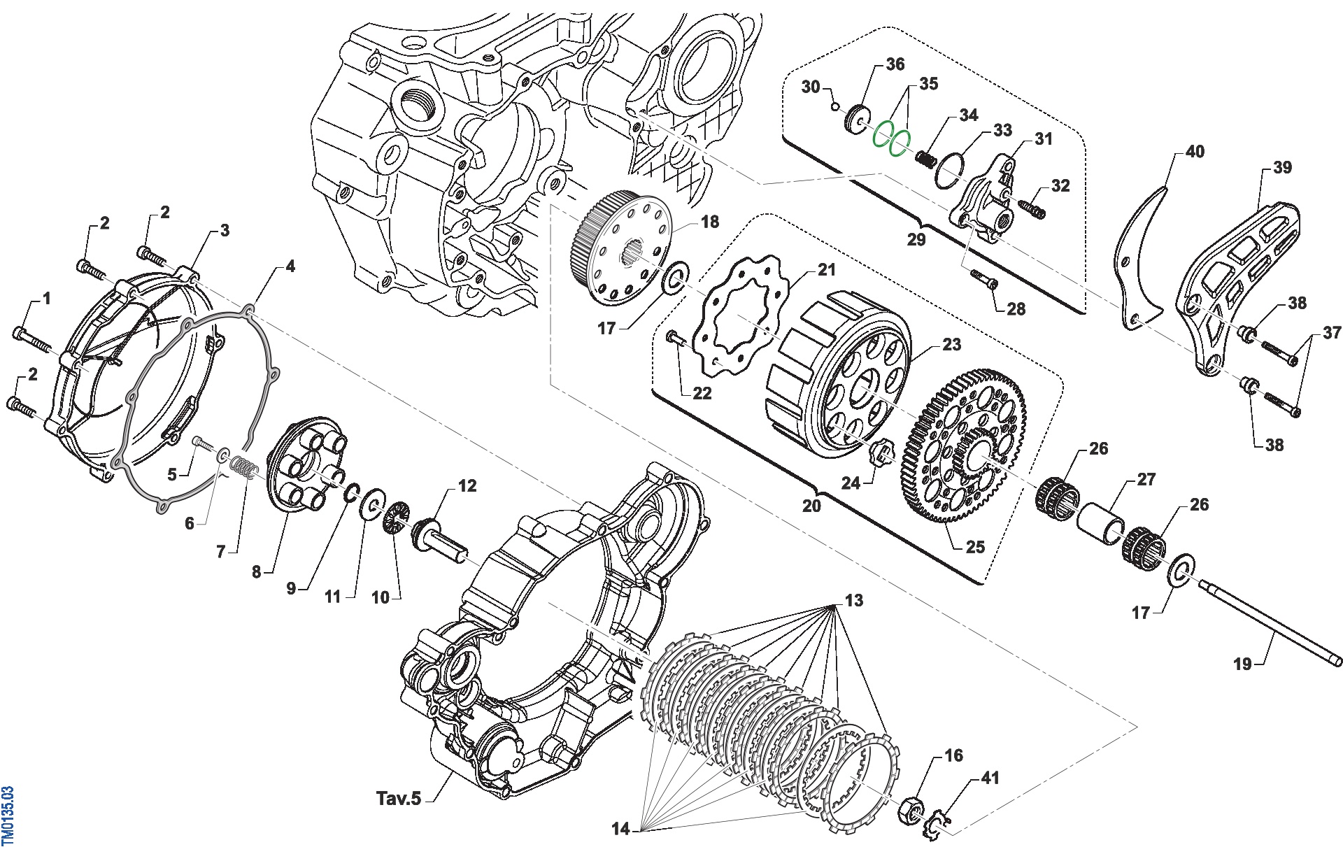 Pièces d'origine pour TM RACING 450 450 4T 450 Fi EN 2012 - Embrayage et pièces associées